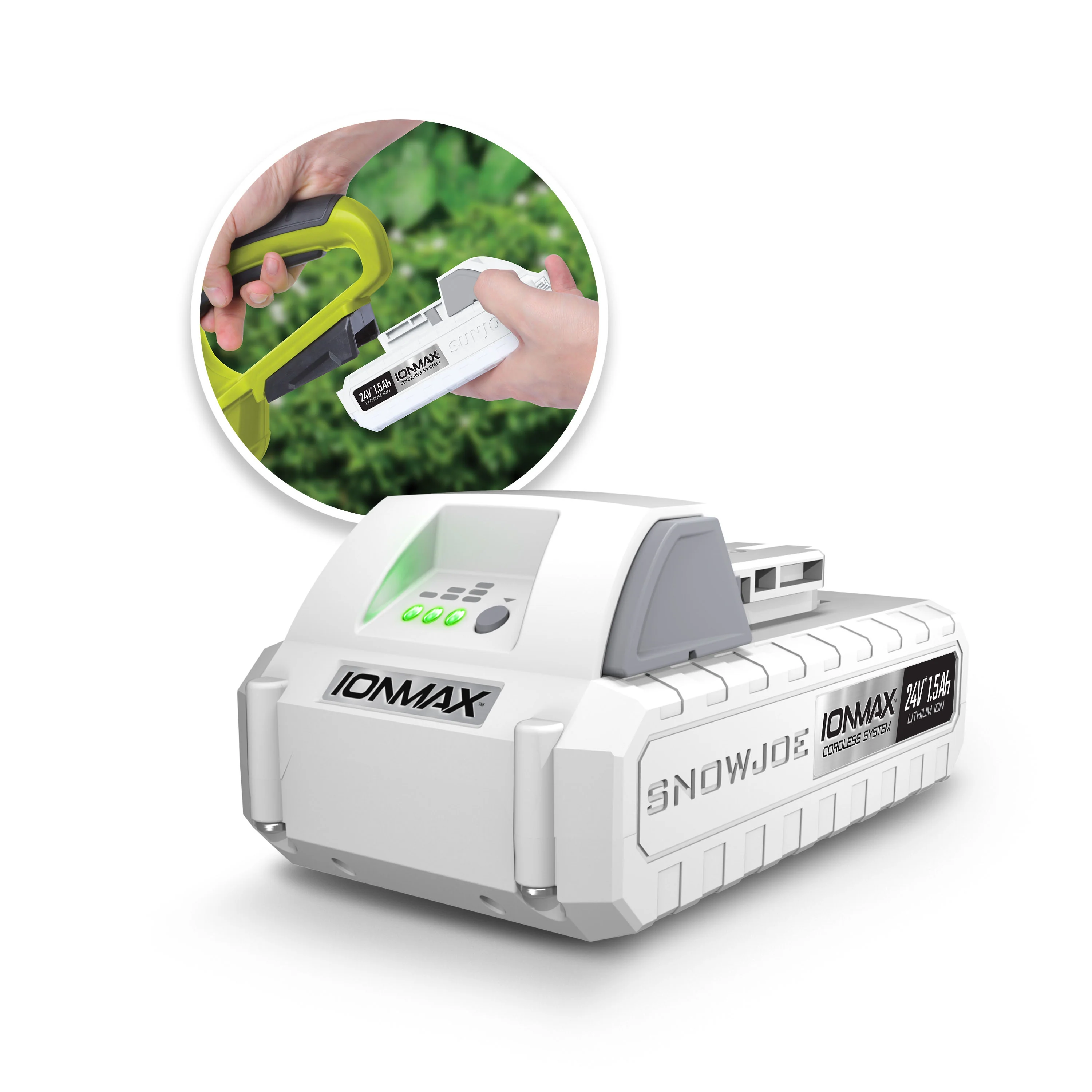Snow Joe CERTIFIED AUTHENTIC IONMAX 24-Volt* 1.5-Ah Lithium-ION Battery | Universal JOE Brands (Sun Joe, Auto Joe, Snow Joe, Power Joe) IONMAX Devices | Battery Management System | 3-Stage LED Display