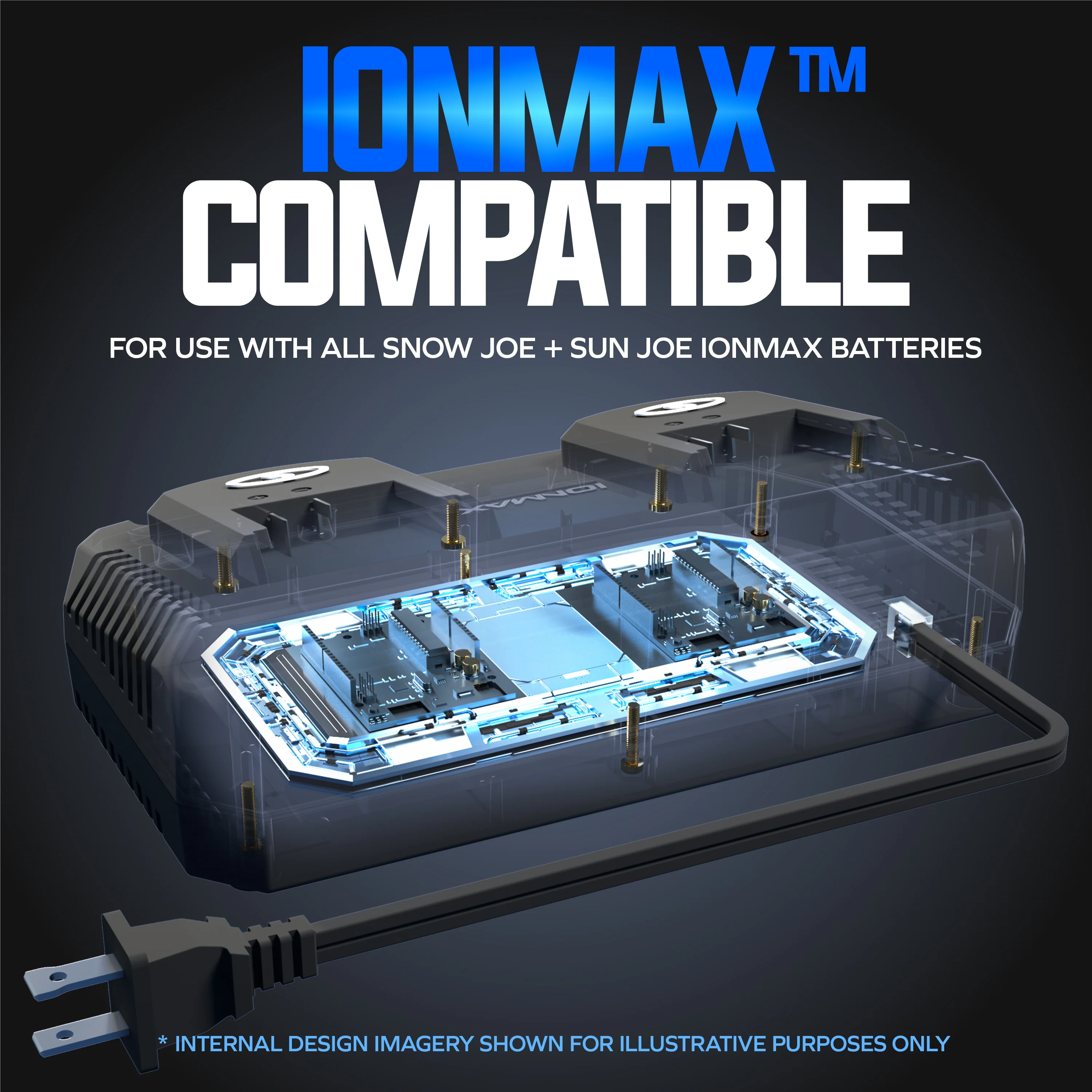 Snow Joe + Sun Joe CERTIFIED AUTHENTIC IONMAX Dual Port Quick Charge Docking Station - Image 6