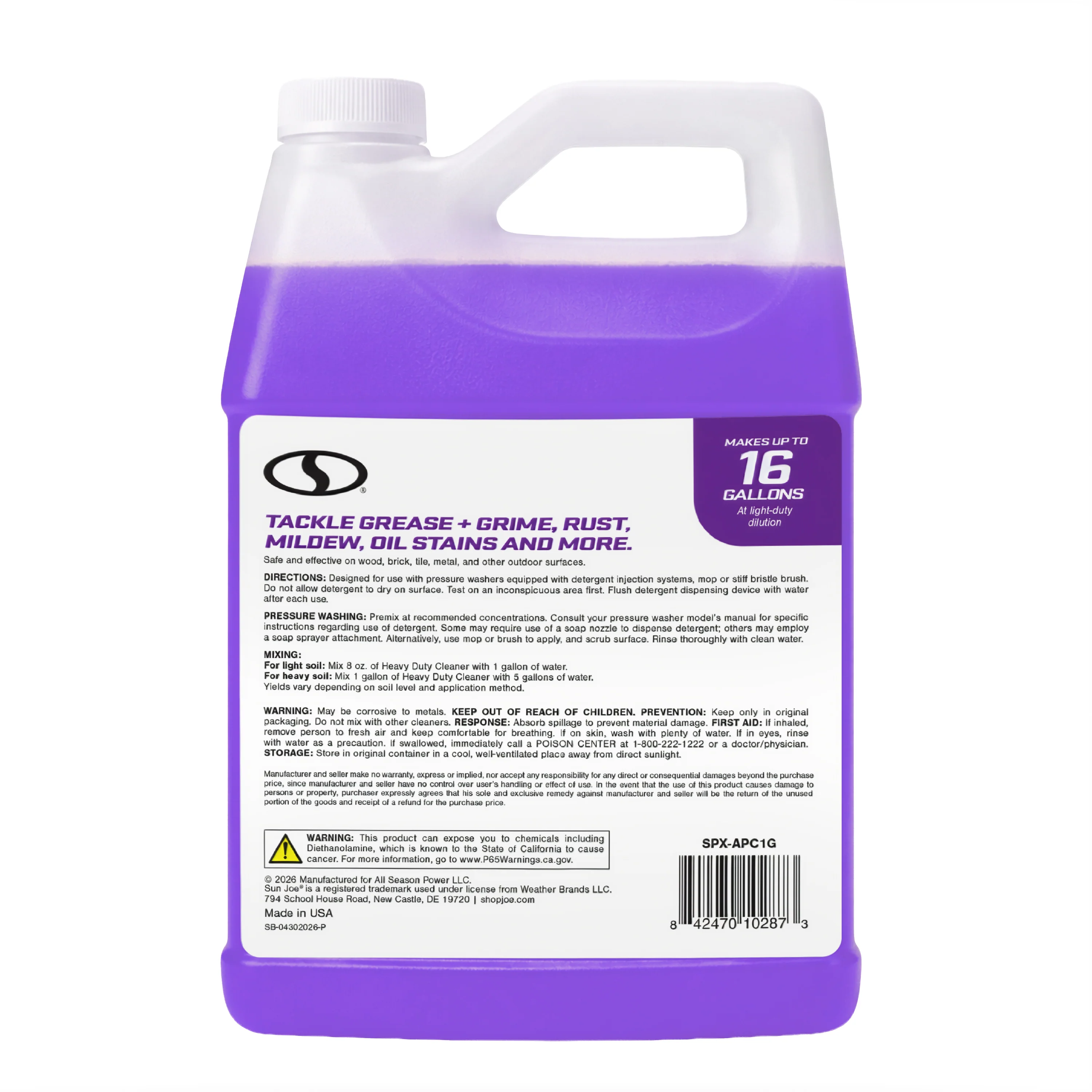 Sun Joe All-Purpose Heavy Duty Pressure Washer Rated Cleaner + Degreaser | 1 Gal. - Image 8