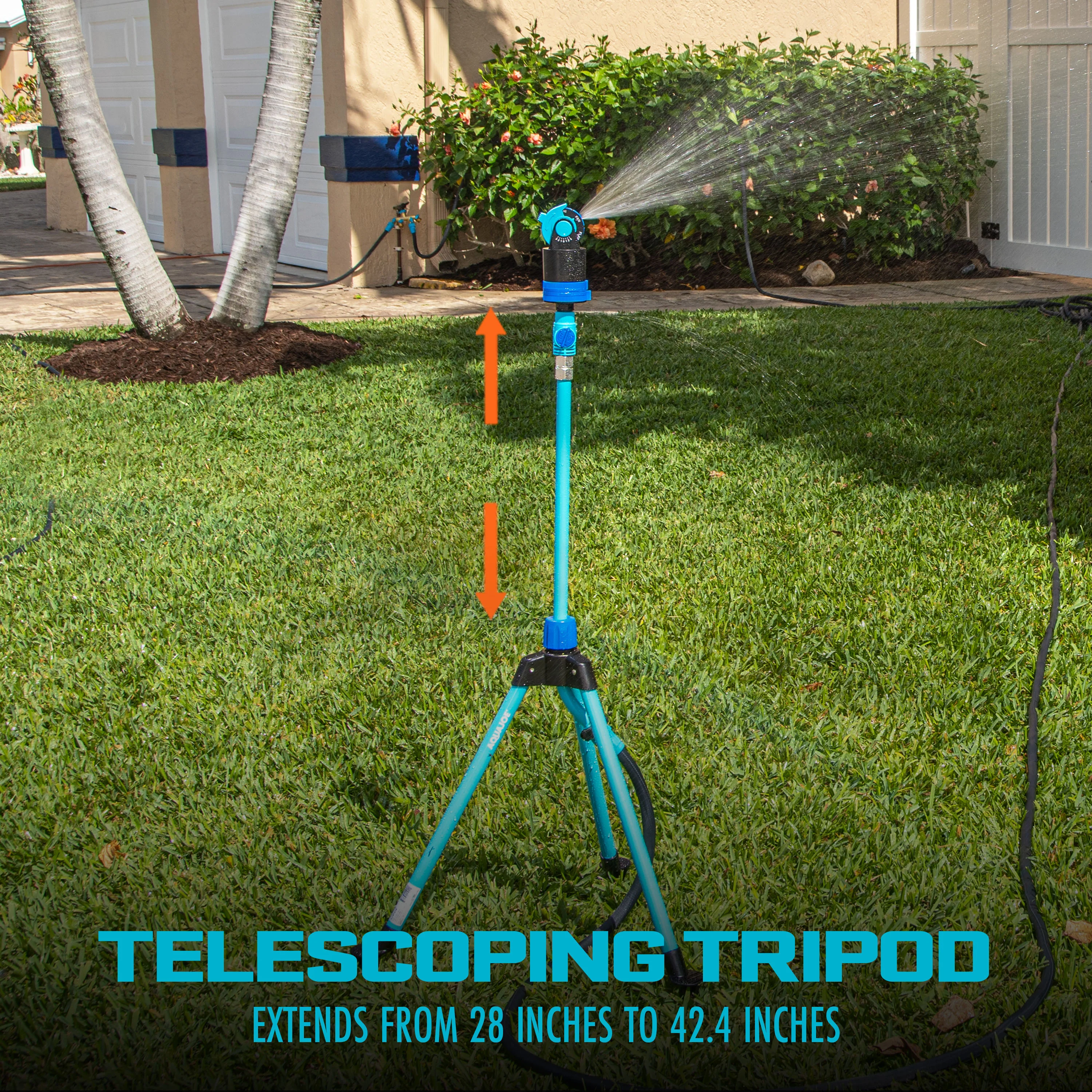 Aqua Joe AJ-6PSTB-MAX HD 360° Telescoping Sprinkler & Mister W/ Metal Tripod Base | 6 Patterns | 4,100 Sq. Ft. Coverage - Image 6