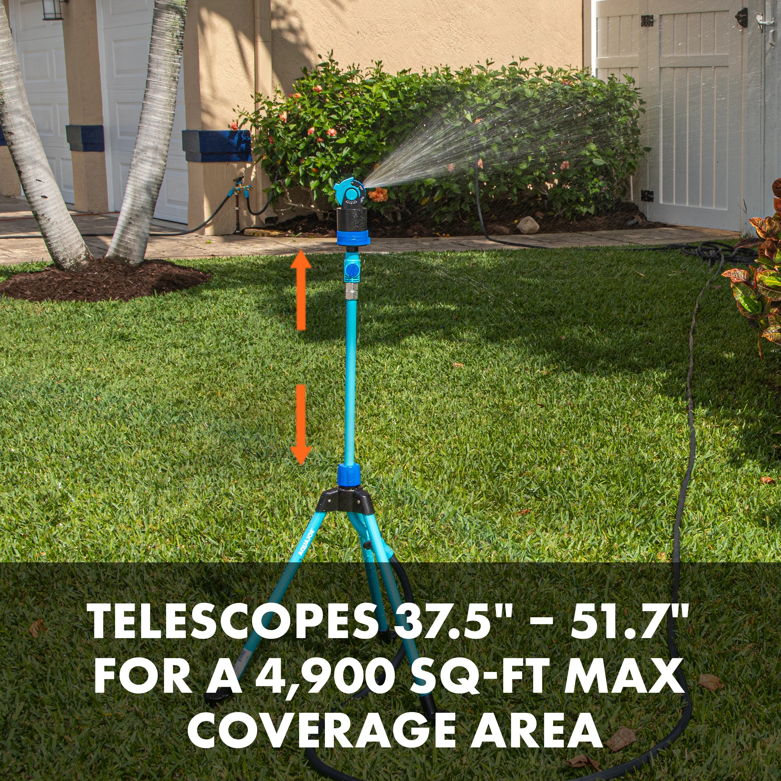Aqua Joe AJ-6PSTB-XL Indestructible Turbo Drive 360° Telescoping Sprinkler & Mister | W/ Metal Tripod Base & Flow Control Valve | 6 Spray Patterns | 4,900 Sq. Ft. Max Coverage - Image 7