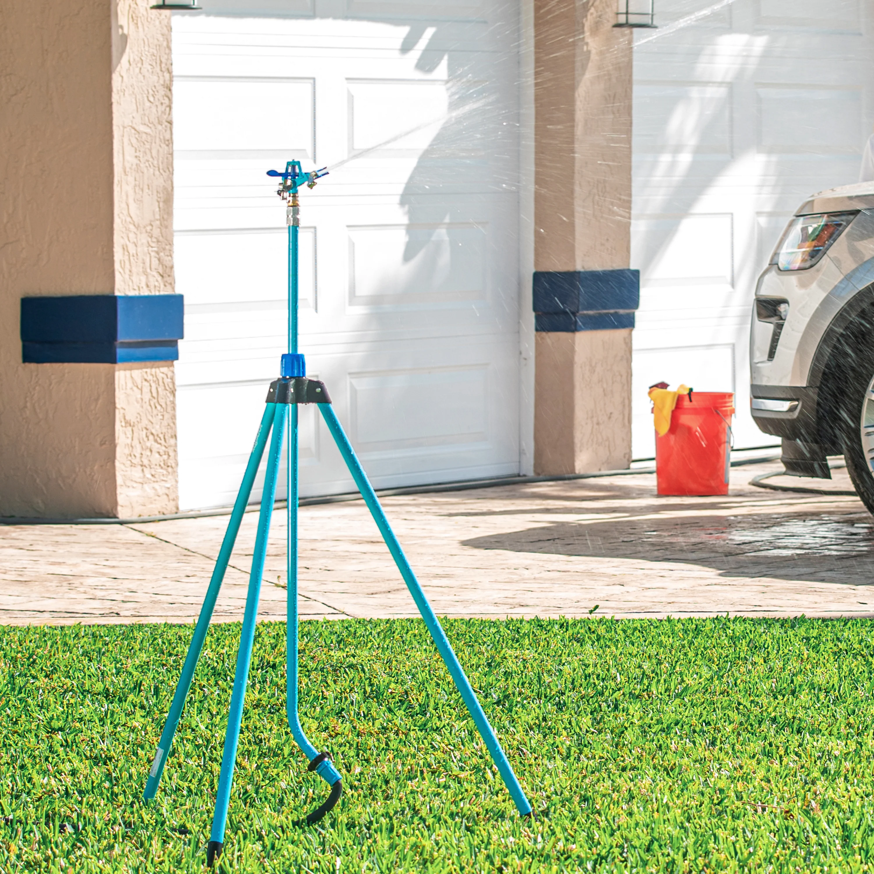 Aqua Joe AJ-IST72ZM Indestructible Zinc Impulse 360° Telescoping Tripod Sprinkler | Customizable Coverage | Extends from 42-72-inches | 1390 sq ft Max Coverage - Image 6