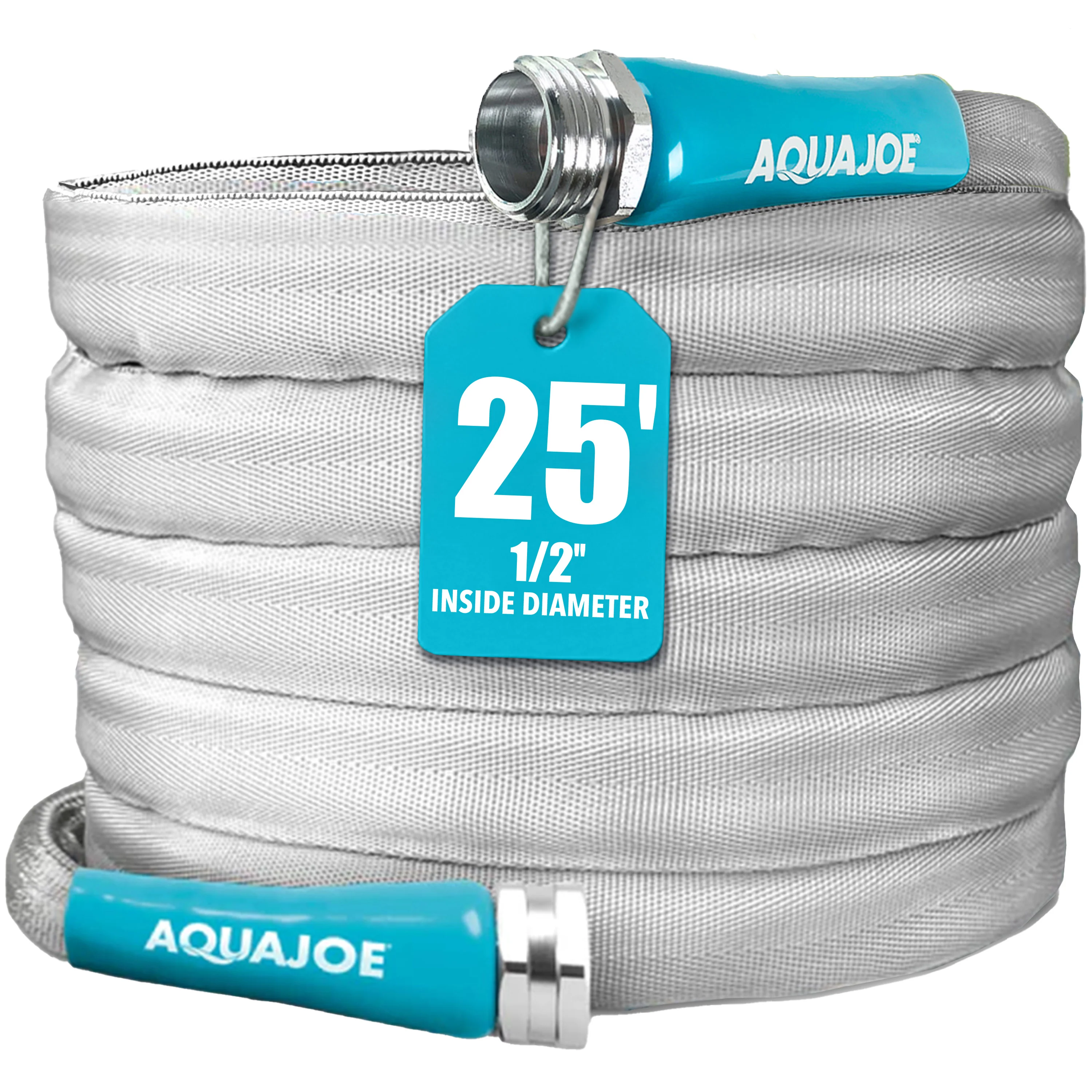 Aqua Joe Xtreme Fiberjacket Garden Hose | 25-Foot | 1/2-Inch | Metal Fittings