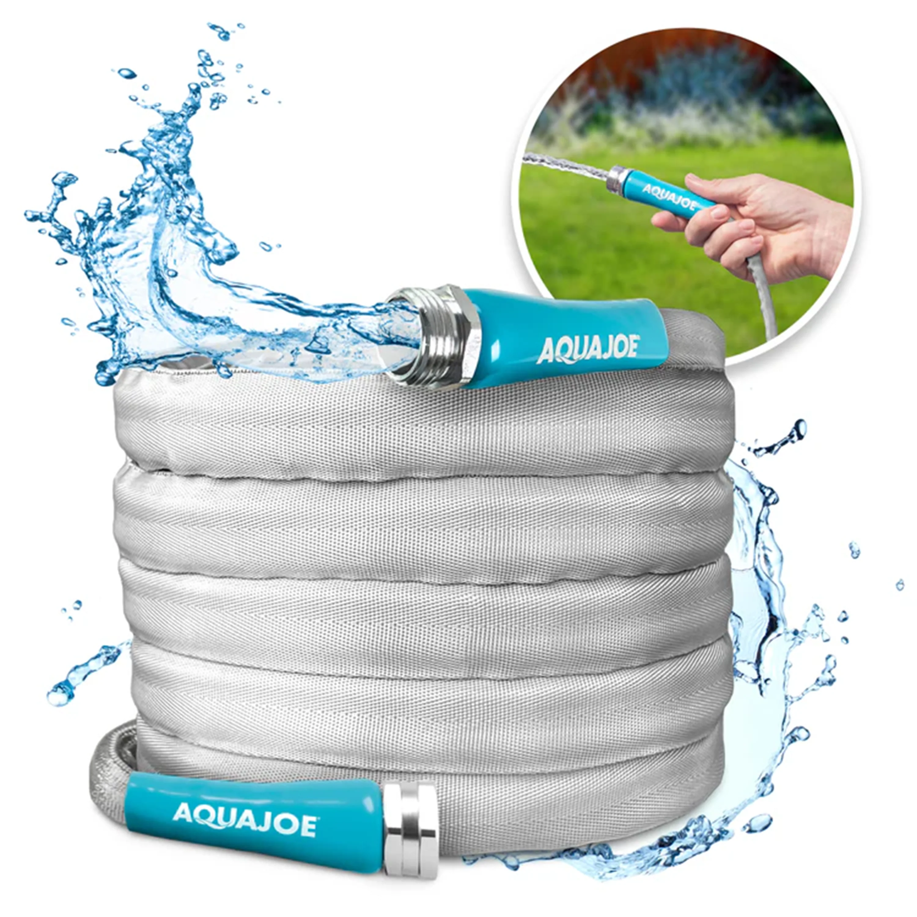 Aqua Joe Xtreme Fiberjacket Garden Hose | 25-Foot | 1/2-Inch | Metal Fittings - Image 2