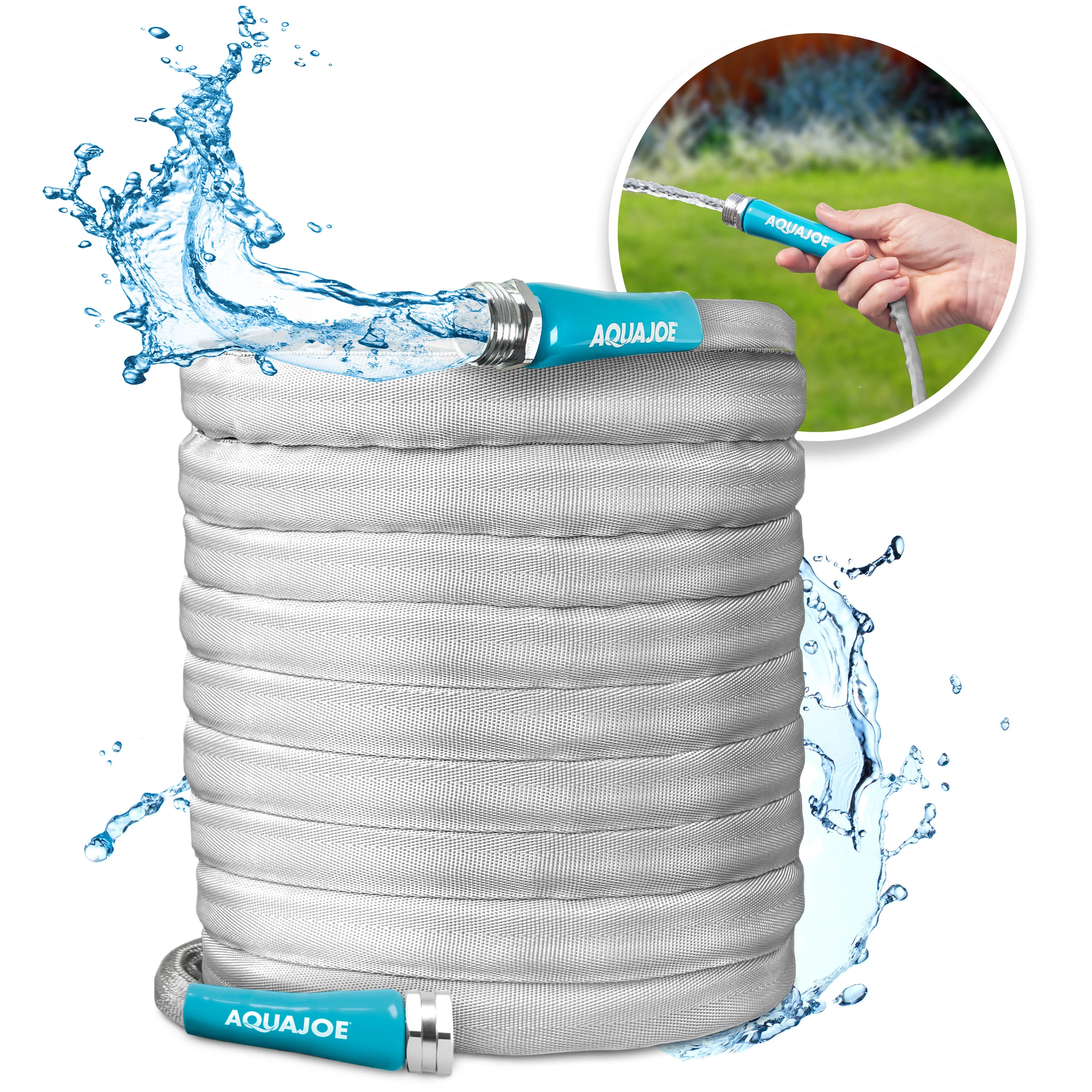 Aqua Joe Xtreme Fiberjacket Garden Hose | 100-Foot | 1/2-Inch Diameter | Metal Fittings - Image 2