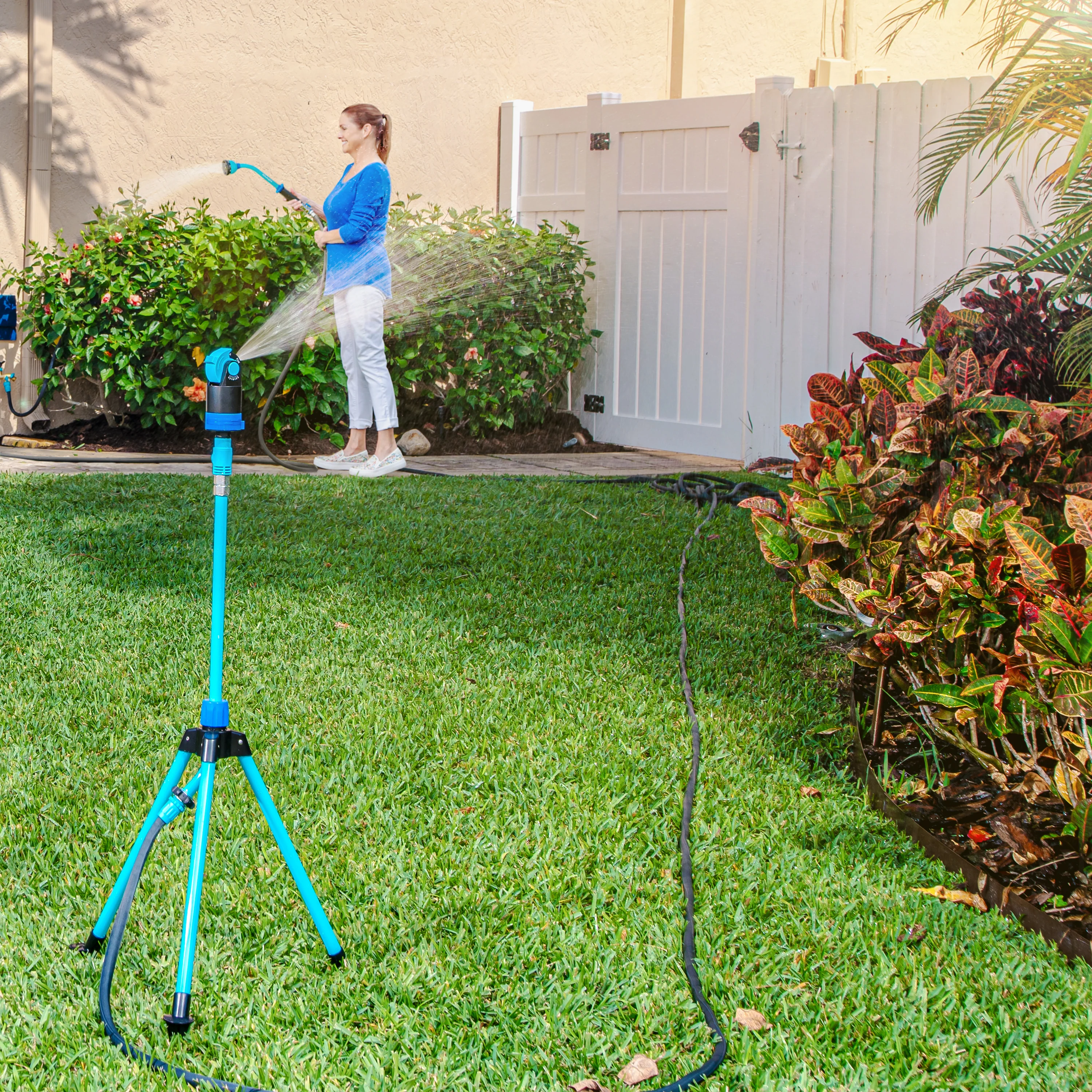 Aqua Joe Indestructible Watering Bundle | Includes Heavy Duty Stainless Steel Hose, Indestructible Multi-Function Nozzle, and Indestructible Tripod Sprinkler - Image 26