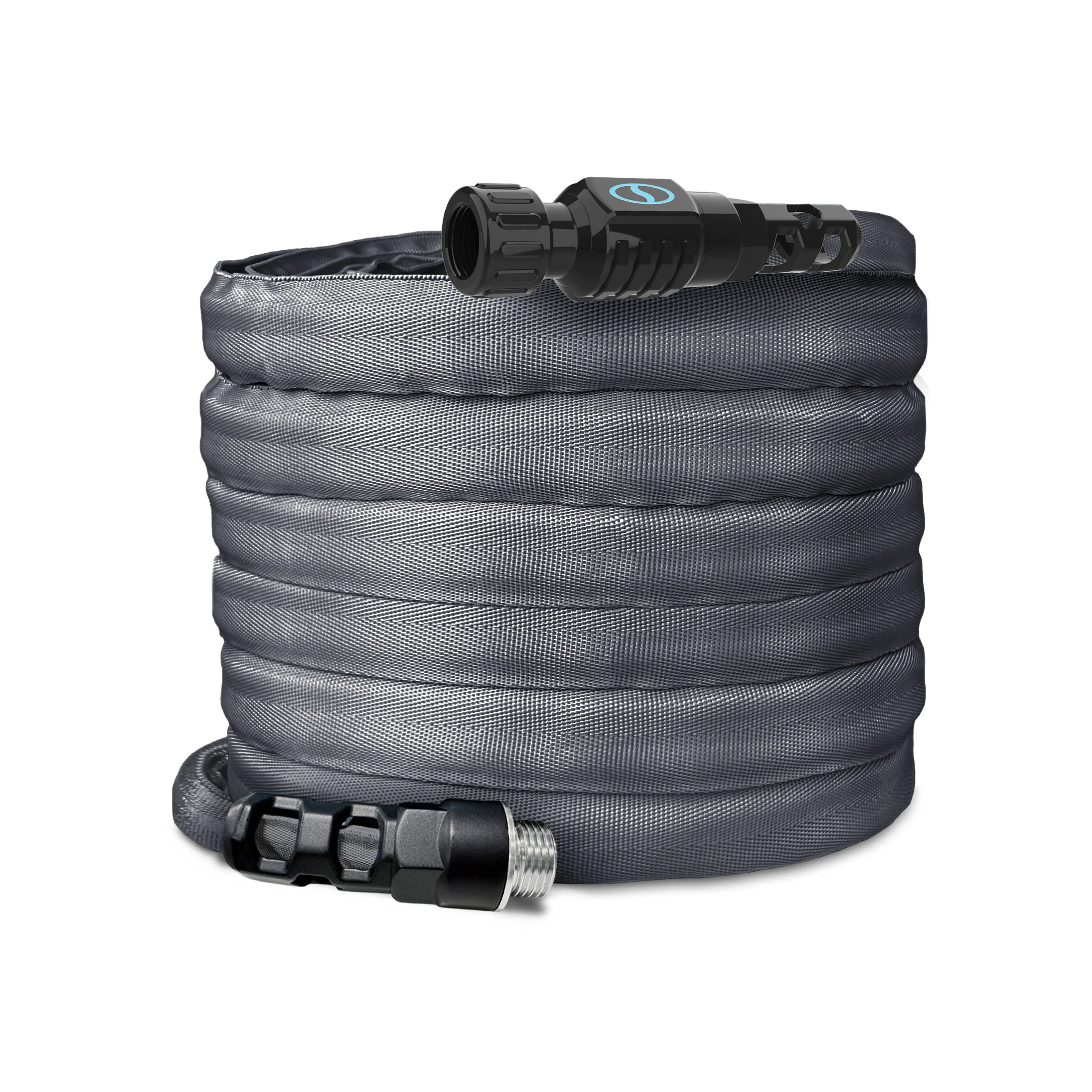 Aqua Joe Kink + Twist-Resistant Weather-Resistant FiberJacket Garden Hose | 50-Foot | 5/8-Inch Diameter