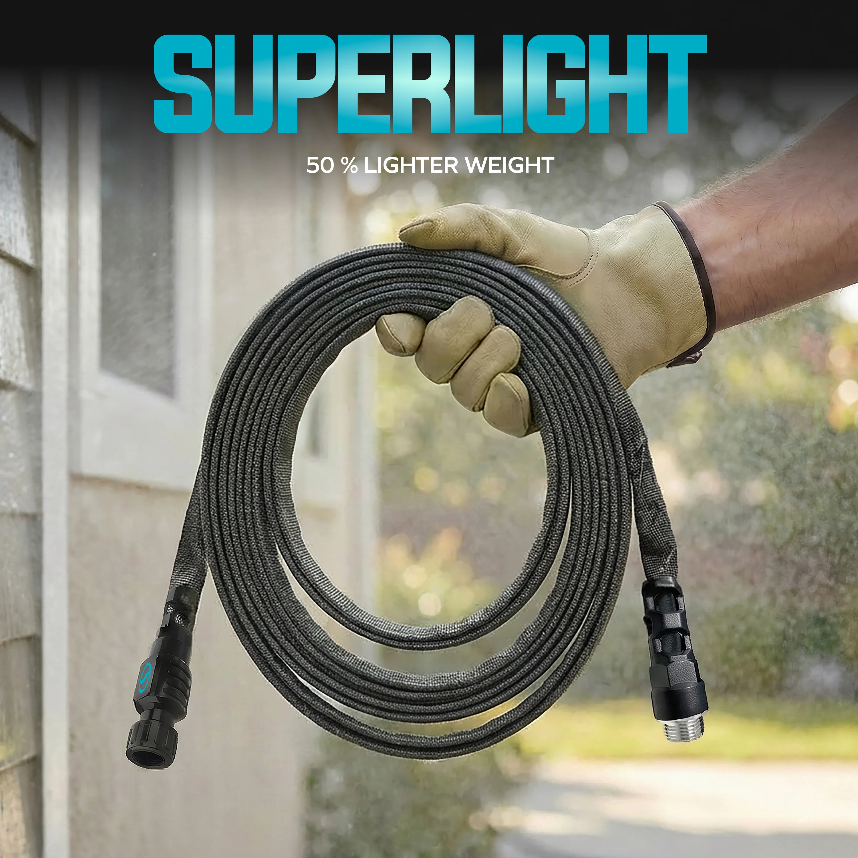 Aqua Joe Kink + Twist-Resistant Weather-Resistant FiberJacket Garden Hose | 50-Foot | 5/8-Inch Diameter - Image 4