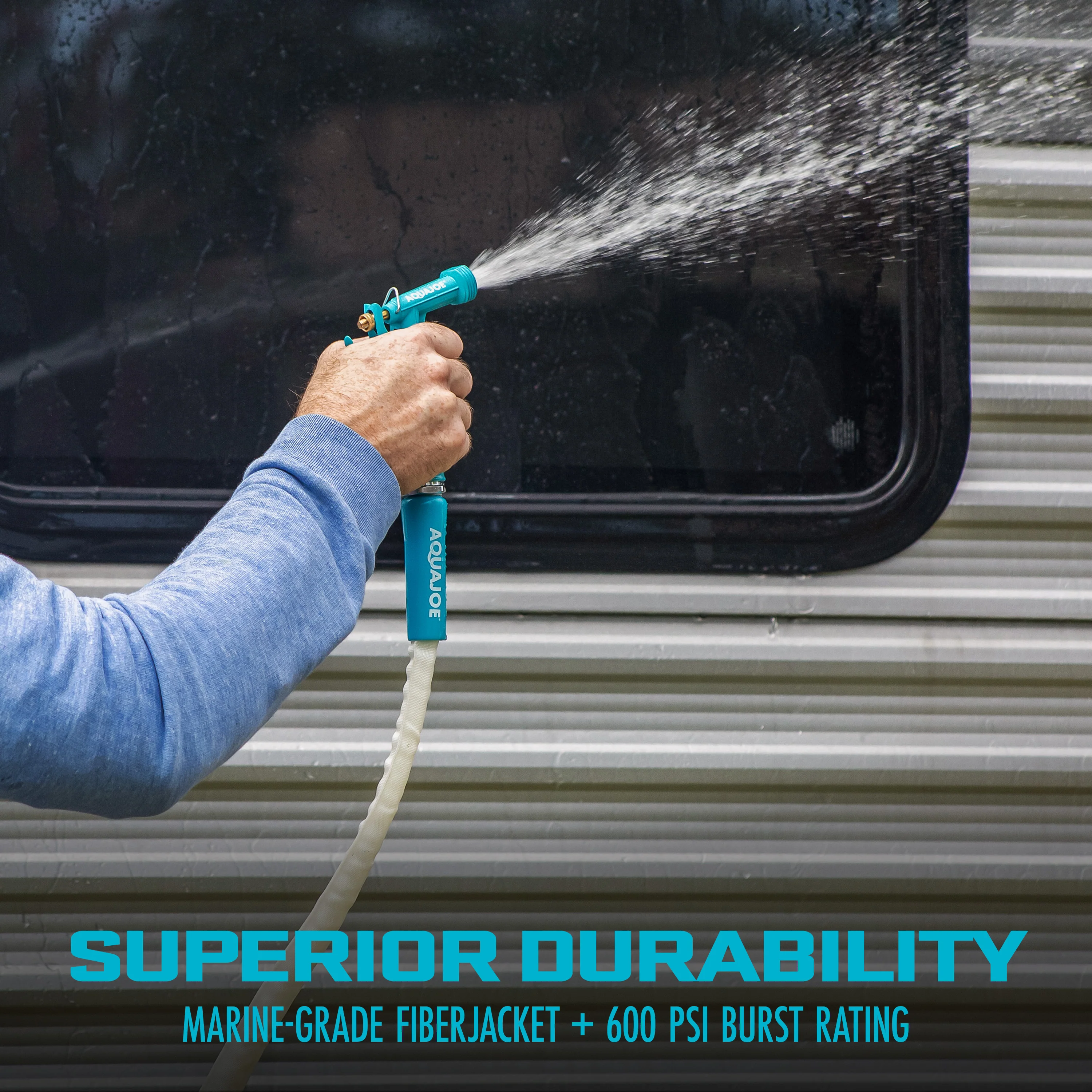 Aqua Joe Marine-Grade All-Purpose RV Hose + Multi-Function Hose Nozzle | 50-Foot | 7 Spray Patterns - Image 5