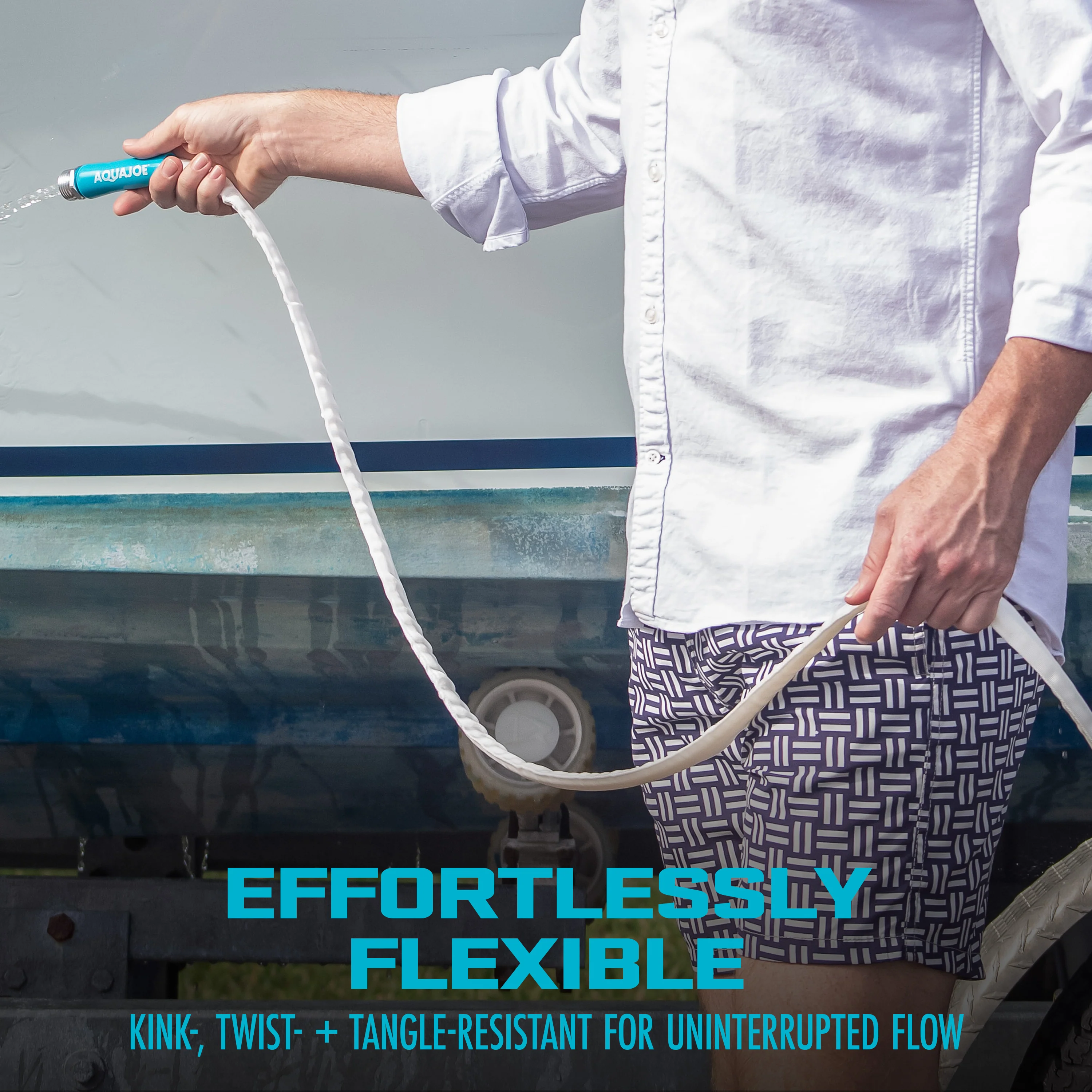 Aqua Joe Marine-Grade All-Purpose RV Hose + Multi-Function Hose Nozzle | 50-Foot | 7 Spray Patterns - Image 6