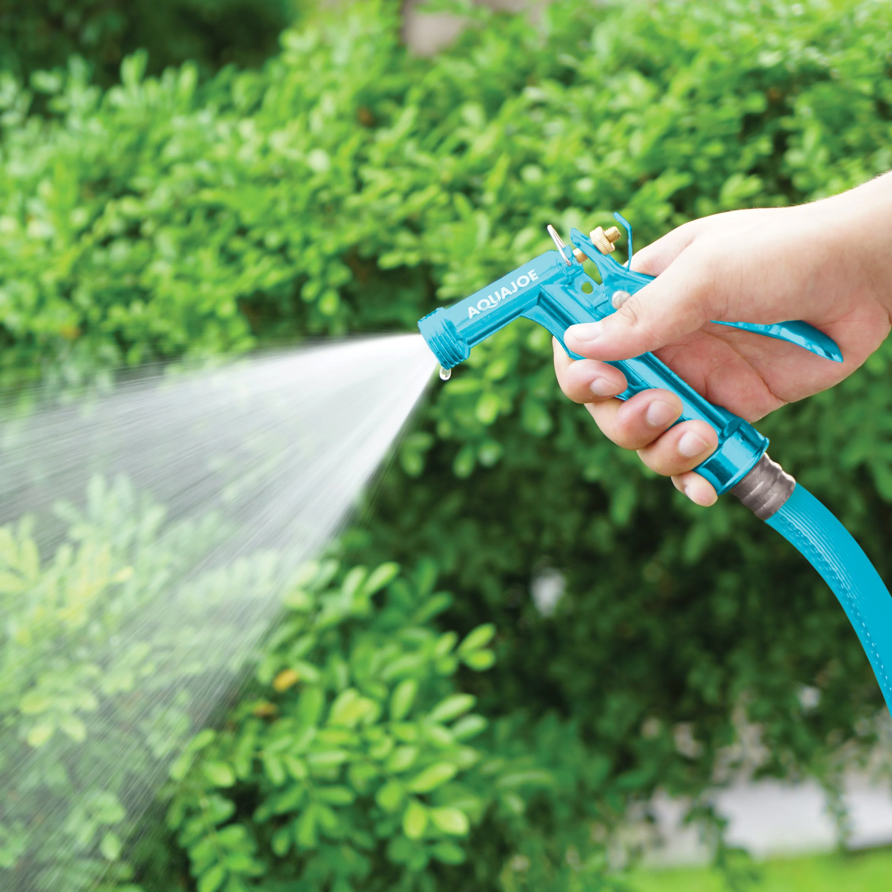 Aqua Joe Pistol Grip Hose Nozzle Bundle | Includes 50ft Fiberjacket Hose + 2-Pack Full Metal Hose Nozzles - Image 4