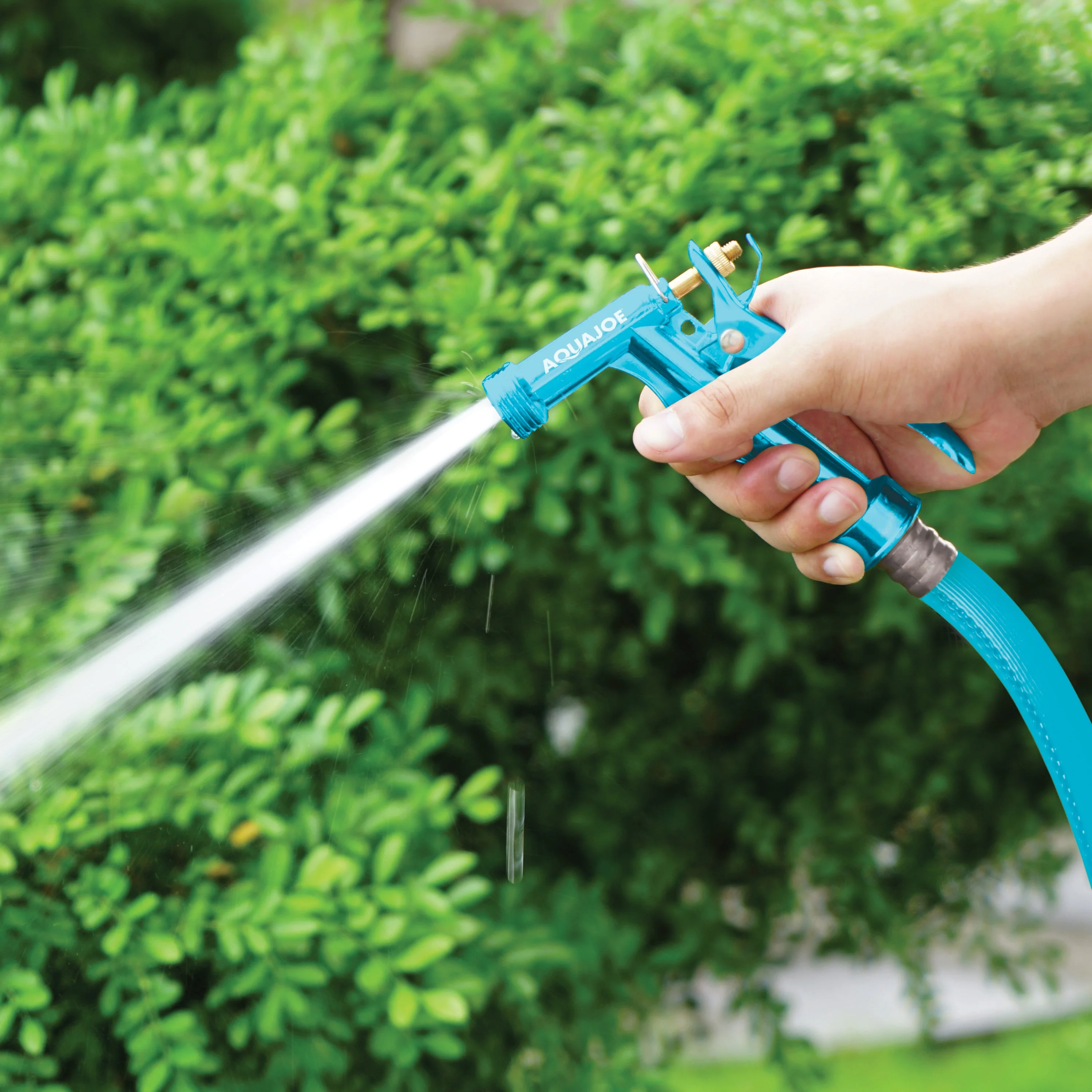 Aqua Joe Pistol Grip Hose Nozzle Bundle | Includes 50ft Fiberjacket Hose + 2-Pack Full Metal Hose Nozzles - Image 5