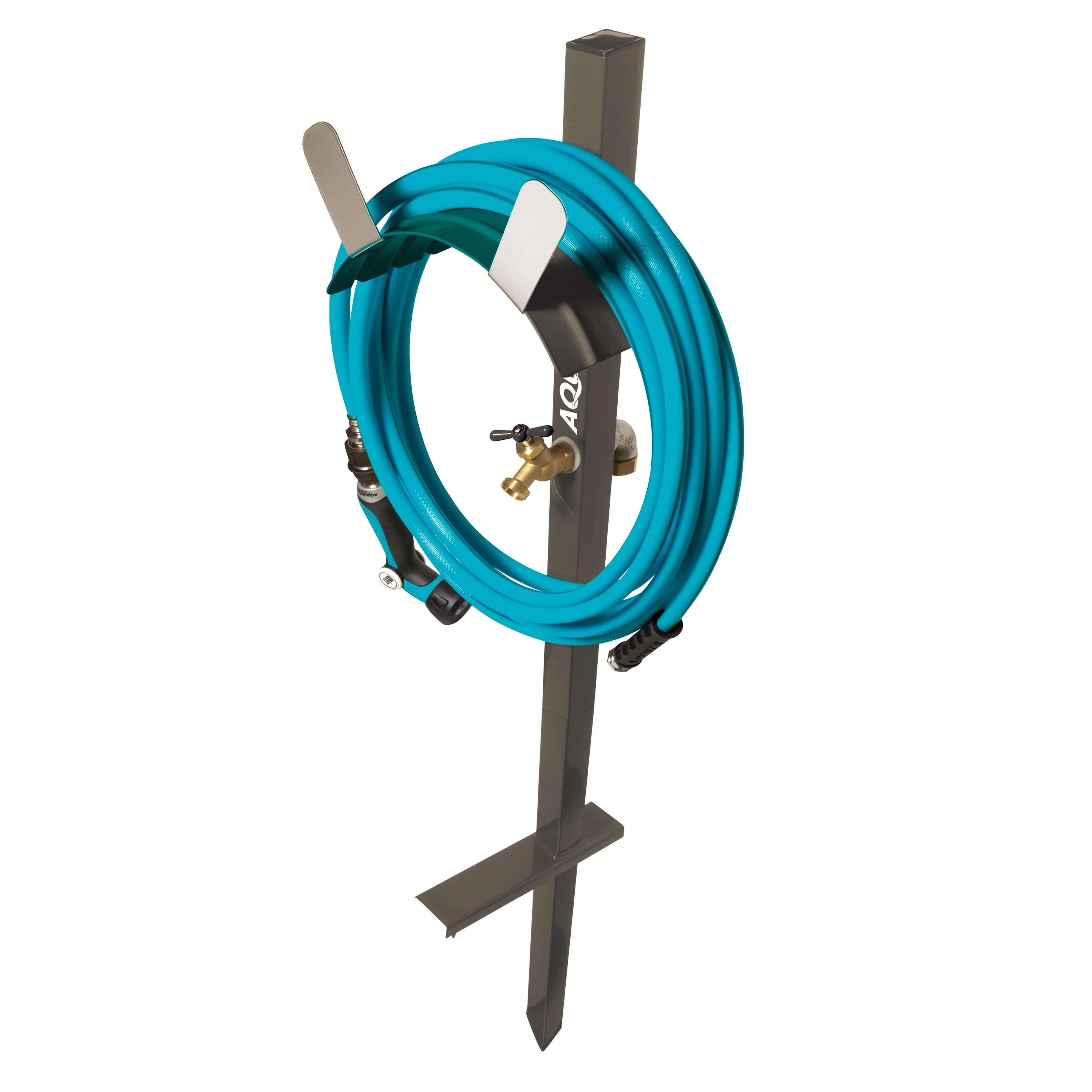 Aqua Joe SJ-SHSBB-TAN Garden Hose Stand W/ Brass Faucet | Stores Up To 125-ft (Tan) - Image 9