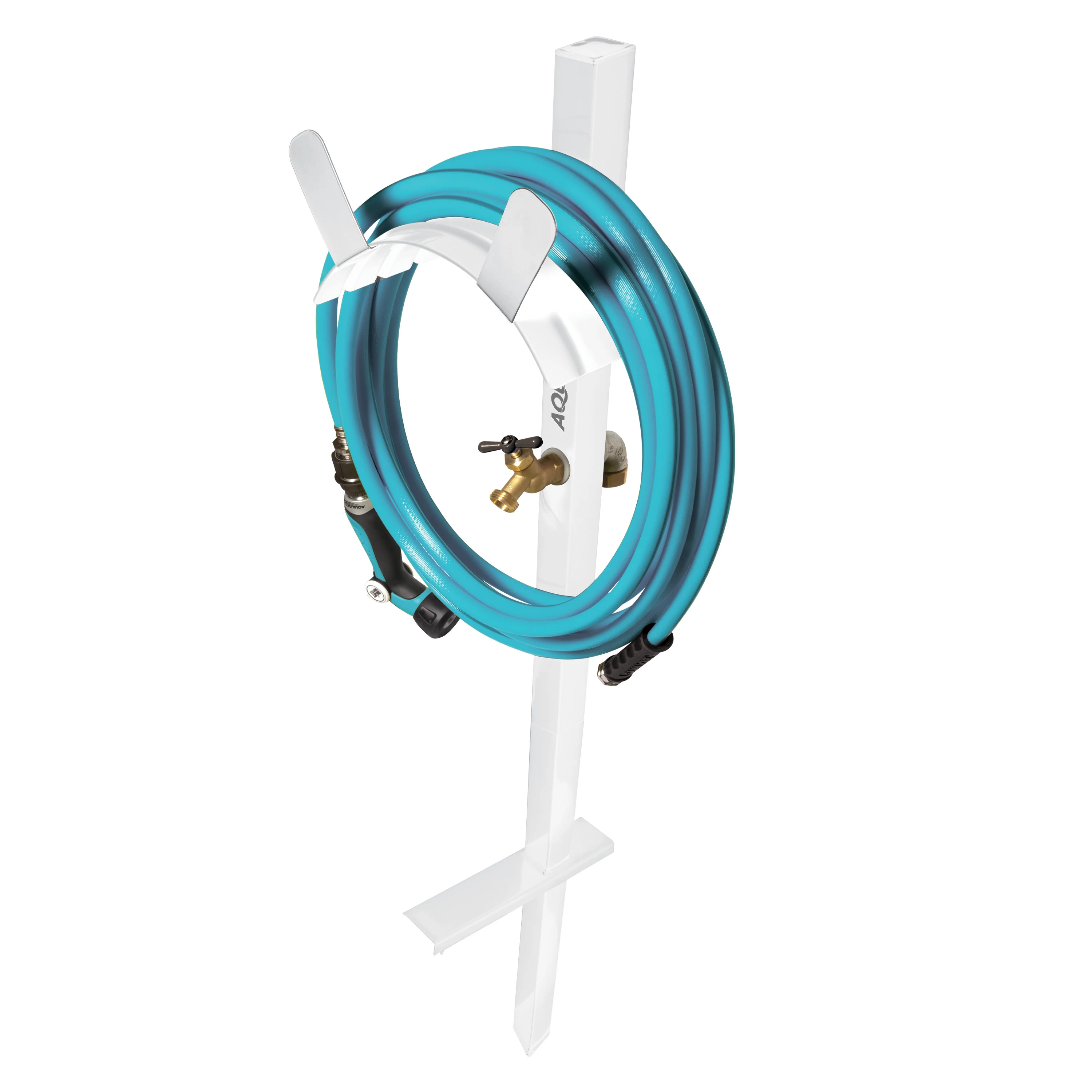 Aqua Joe SJ-SHSBB-WHT Garden Hose Stand W/ Brass Faucet | Stores Up To 125-ft (White) - Image 9