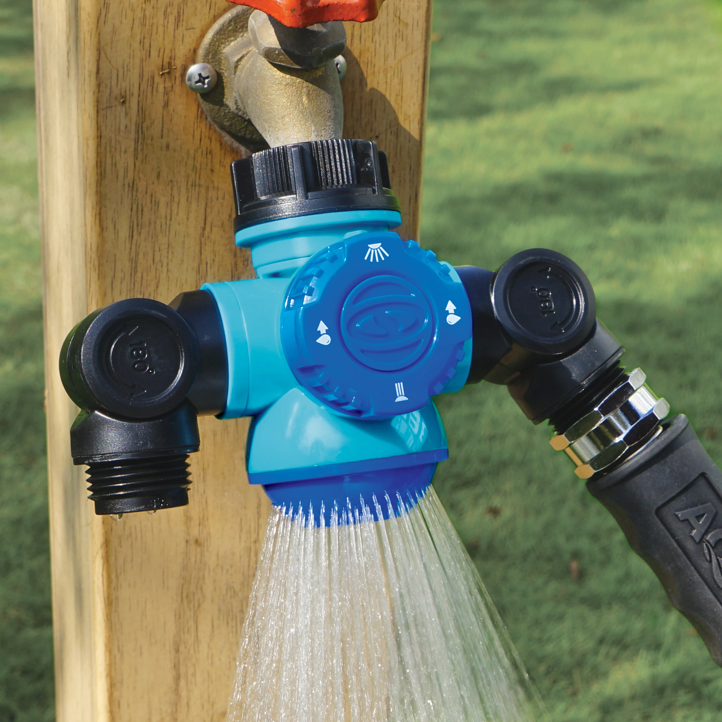 Aqua Joe Multi-Function Outdoor Faucet & Dual Garden Hose Tap Connector | 3/4-Inch Thread Size - Image 3