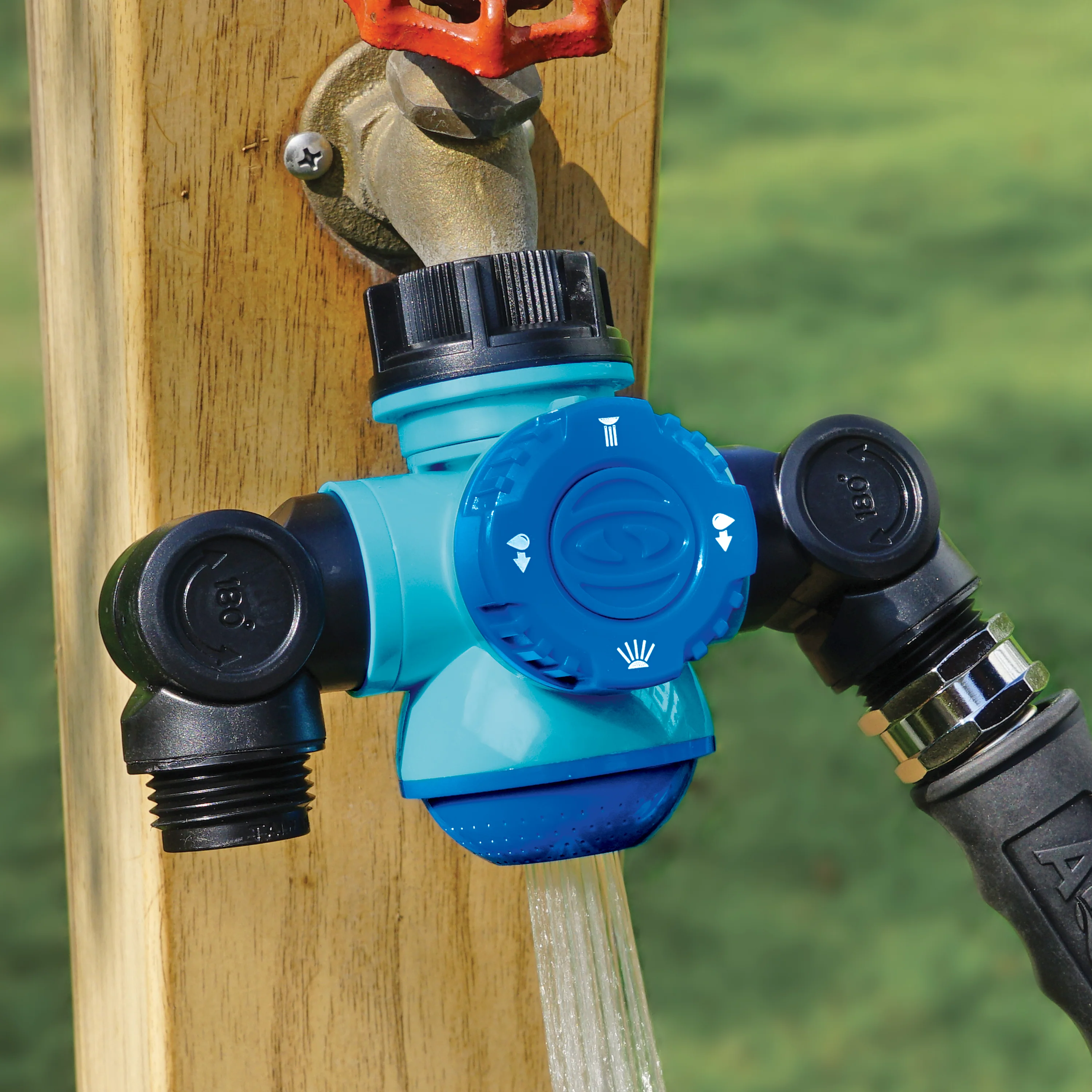 Aqua Joe Multi-Function Outdoor Faucet & Dual Garden Hose Tap Connector | 3/4-Inch Thread Size - Image 4