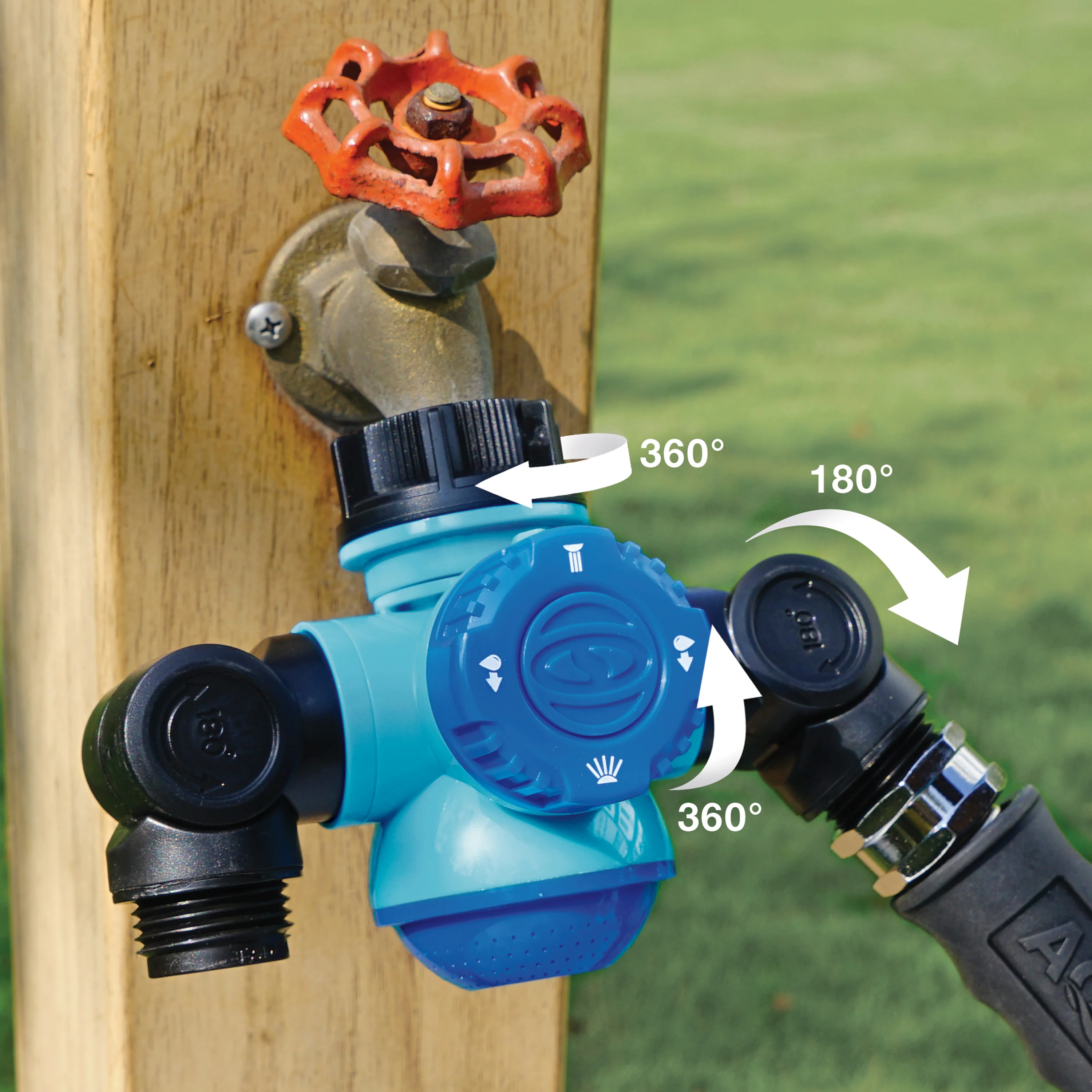 Aqua Joe Multi-Function Outdoor Faucet & Dual Garden Hose Tap Connector | 3/4-Inch Thread Size - Image 5