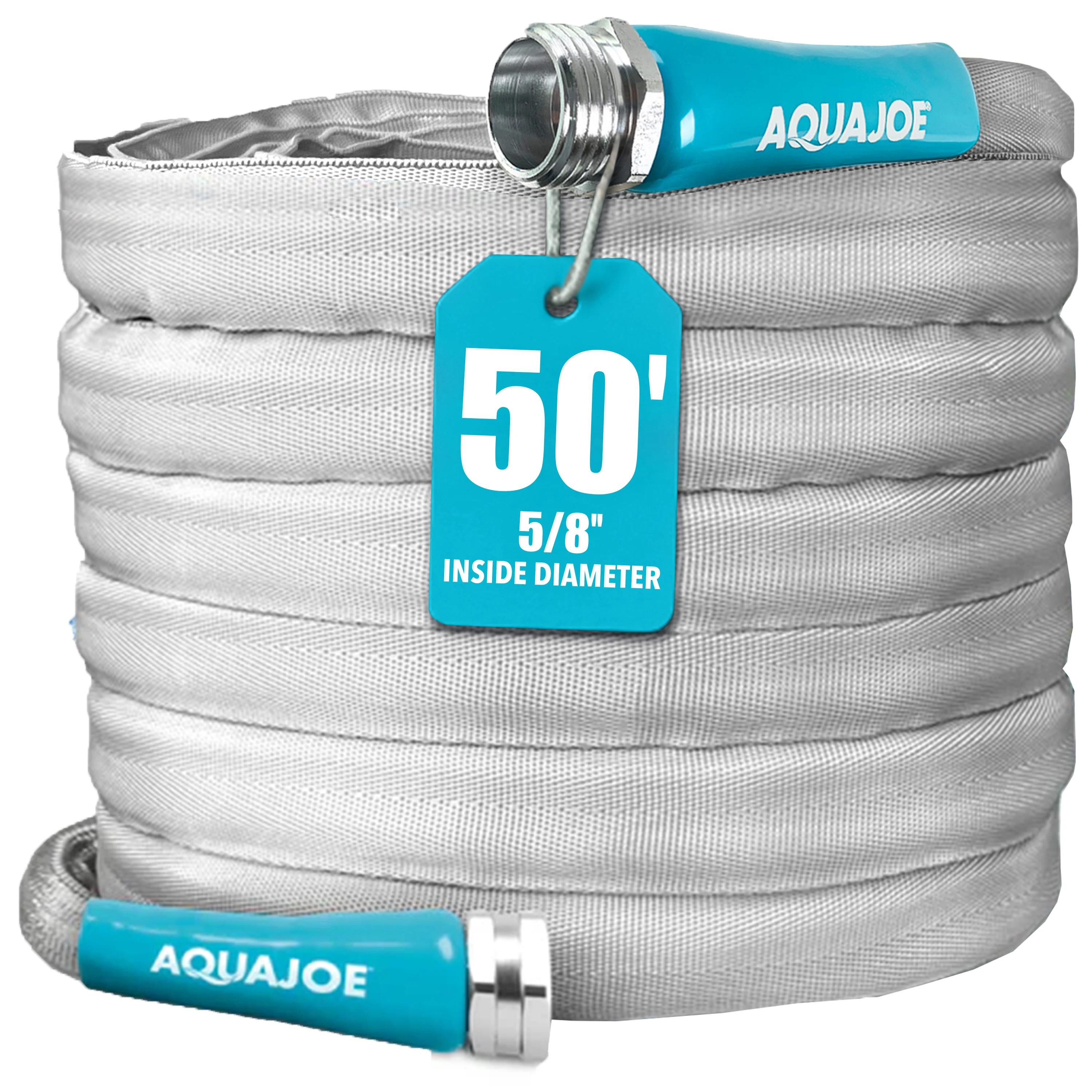 Aqua Joe Xtreme Ultra Flexible Non-Expanding Kink-Resistant FiberJacket Garden Hose | 50-Foot | 5/8-Inch Diameter