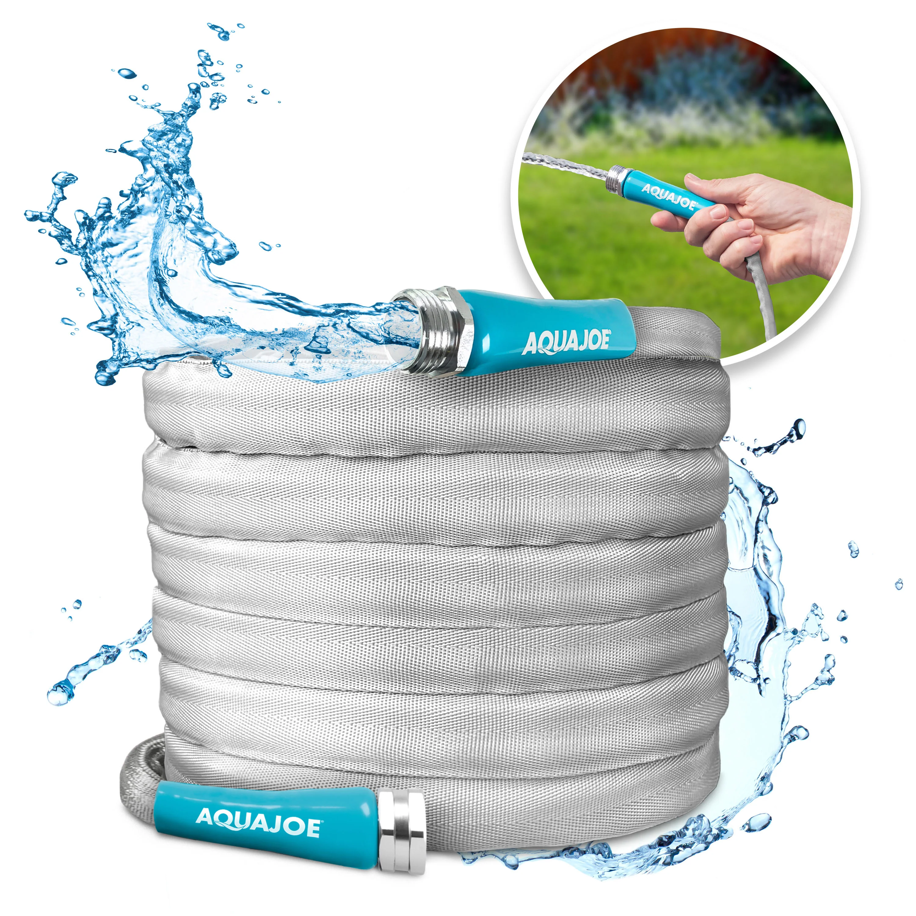 Aqua Joe Xtreme Ultra Flexible Non-Expanding Kink-Resistant FiberJacket Garden Hose | 50-Foot | 5/8-Inch Diameter - Image 2