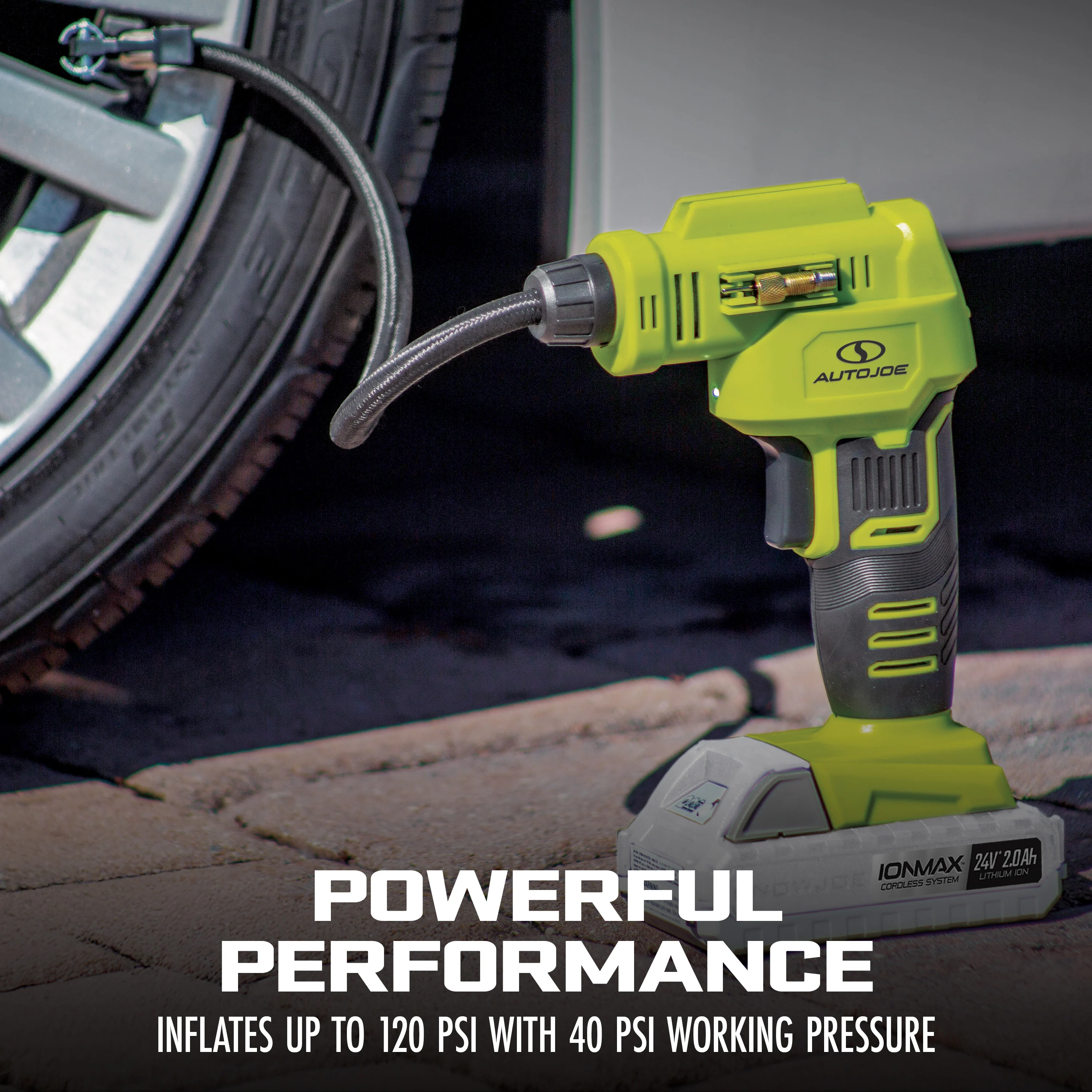 Auto Joe 24V Cordless Air Compressor + Car Organizer Combo | W/ 2.0-Ah Battery + Charger - Image 4