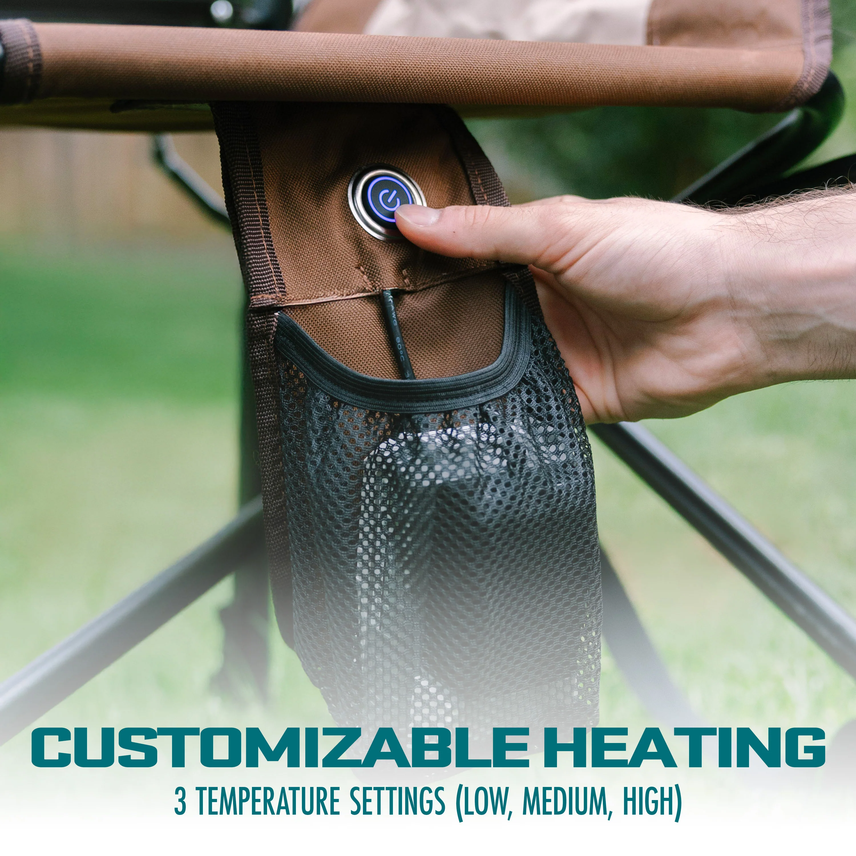 Bliss Hammocks 24-Volt Heated Directors Seat | 21-in Wide | 3 Temp Settings | 2.0-Ah Battery + Charger (Brown) - Image 4