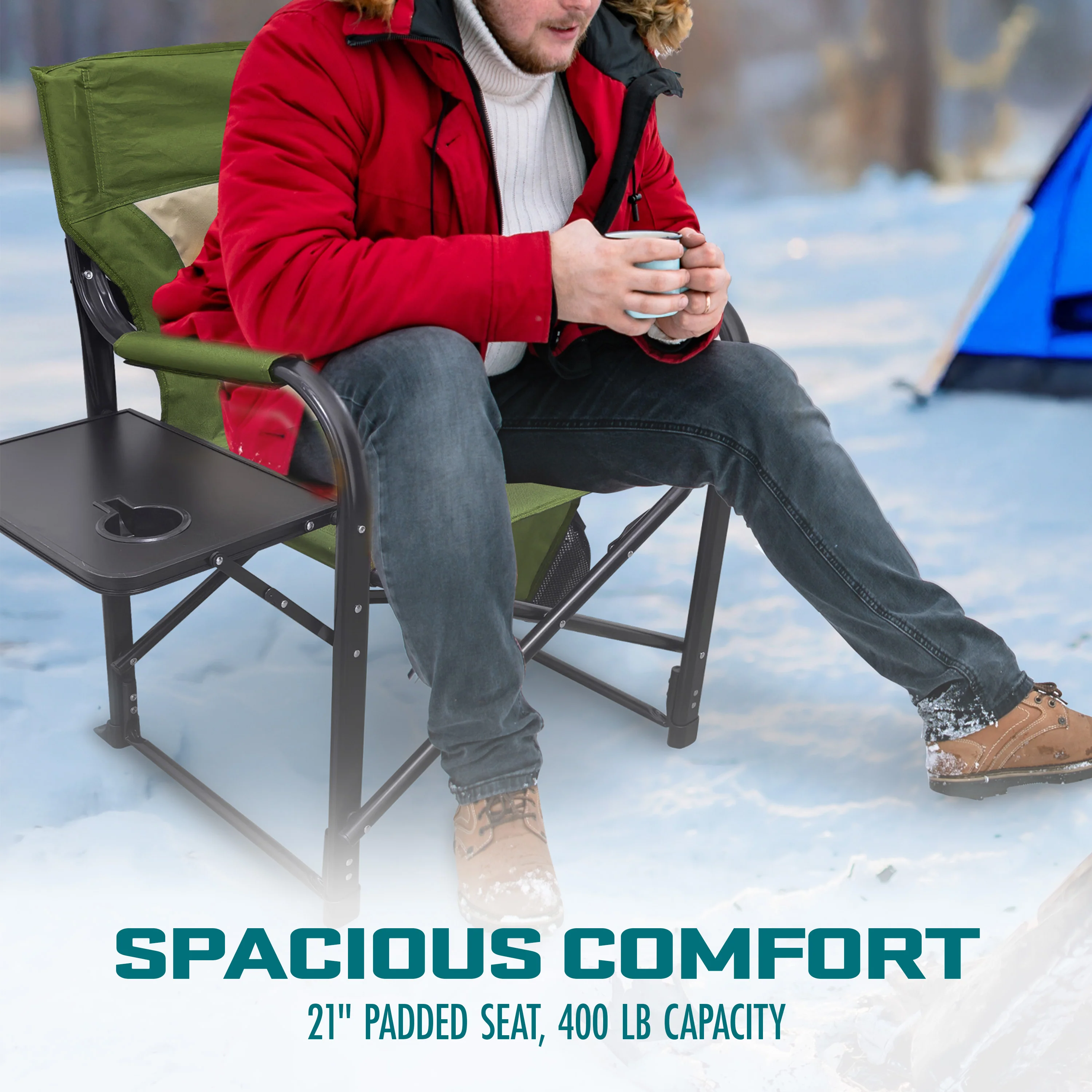 Bliss Hammocks 24-Volt Heated Directors Seat | 21-in Wide | 3 Temp Settings | 2.0-Ah Battery + Charger (Green) - Image 3