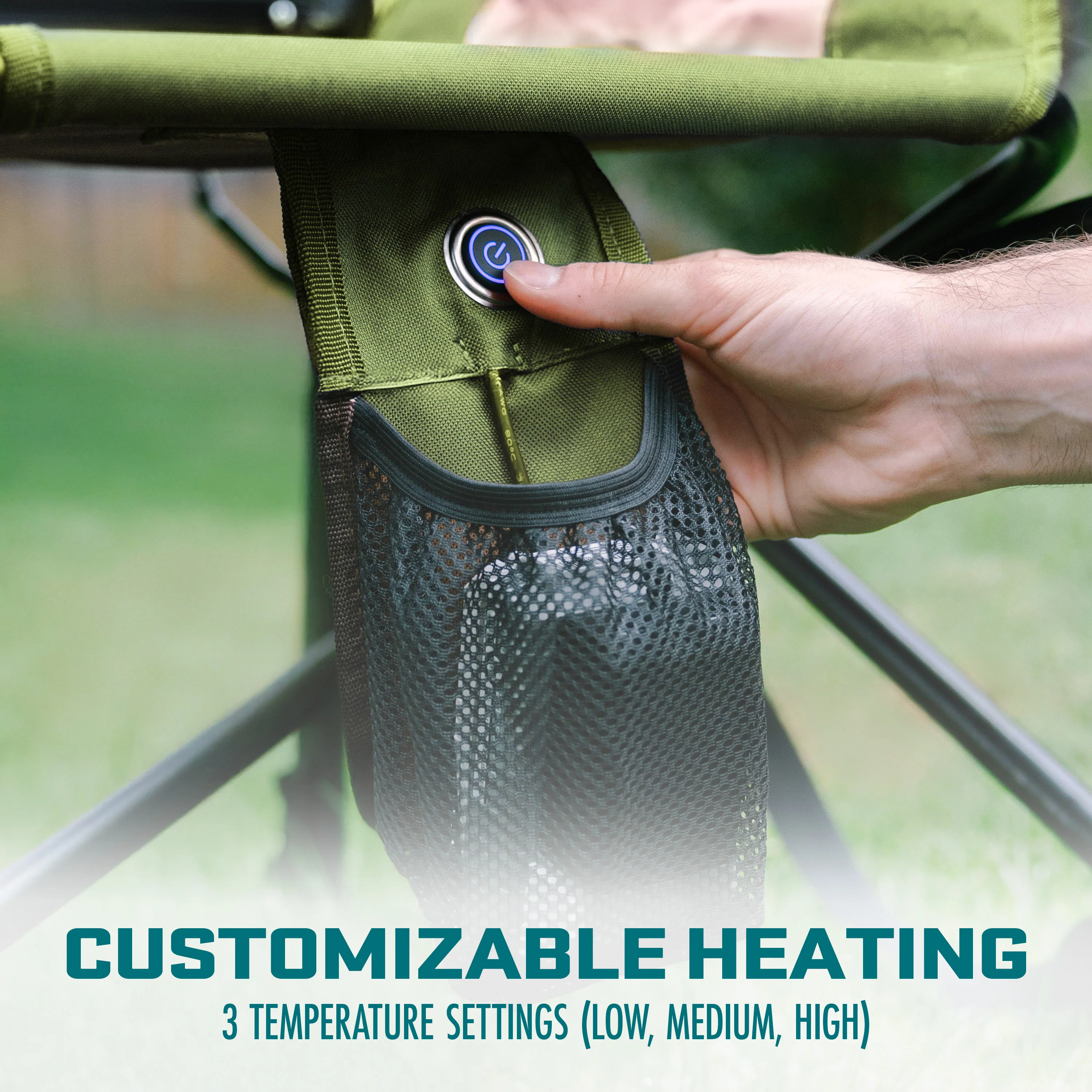 Bliss Hammocks 24-Volt Heated Directors Seat | 21-in Wide | 3 Temp Settings | 2.0-Ah Battery + Charger (Green) - Image 5