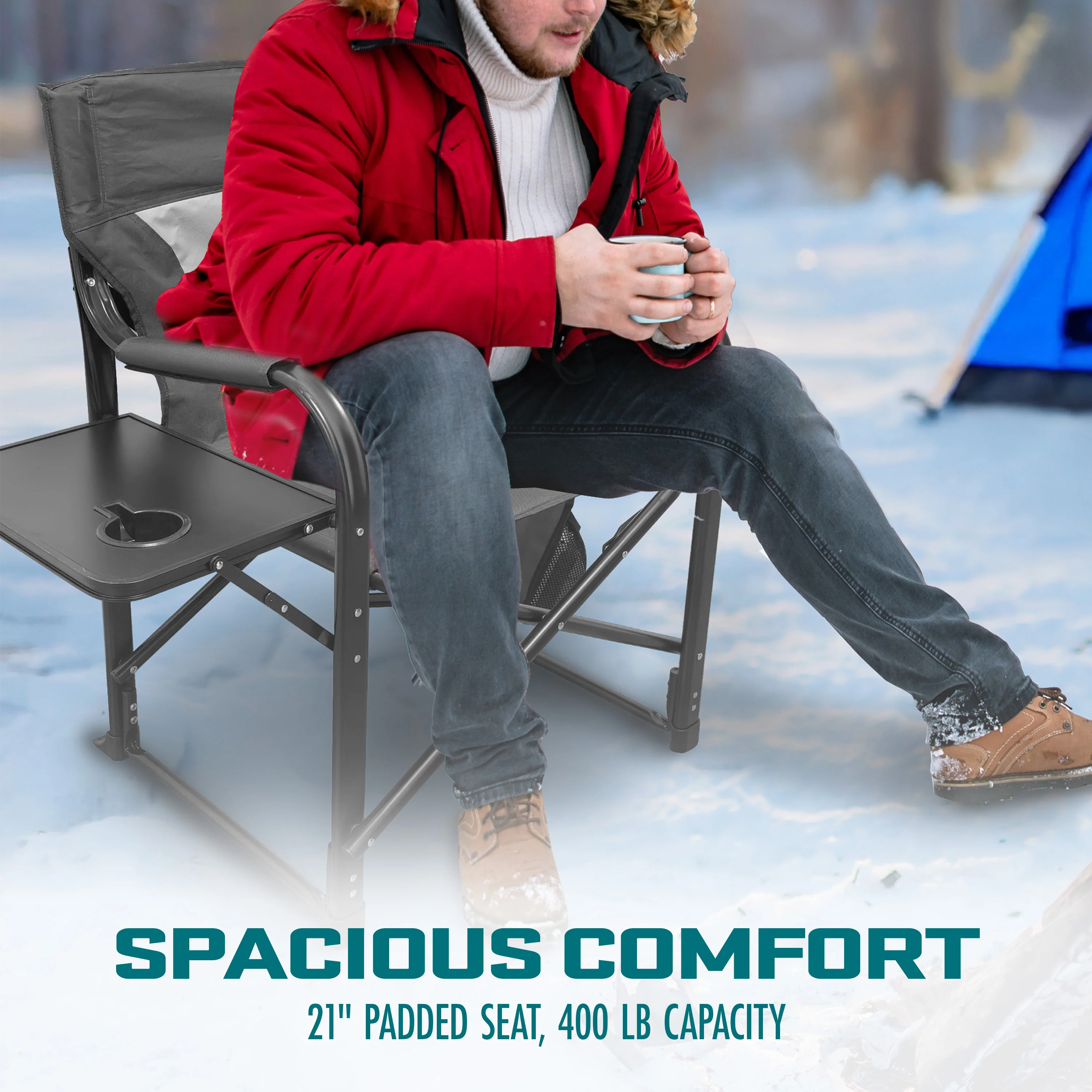 Bliss Hammocks 24-Volt Heated Directors Seat | 21-in Wide | 3 Temp Settings | 2.0-Ah Battery + Charger (Gray) - Image 3