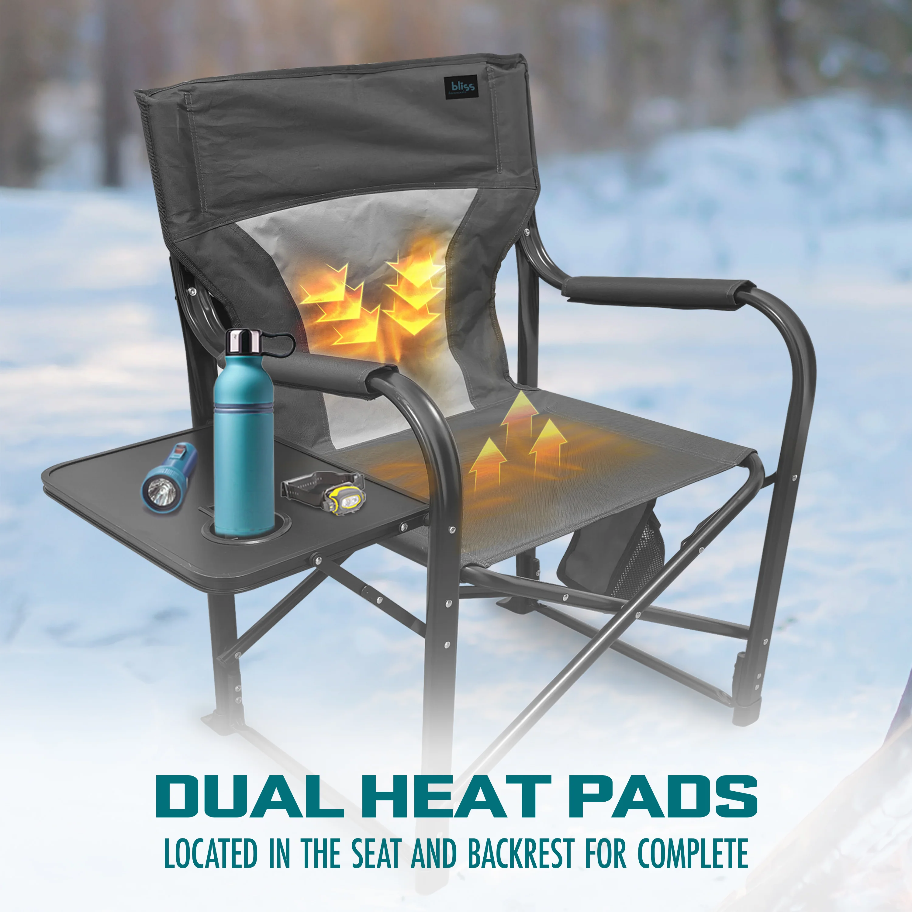 Bliss Hammocks 24-Volt Heated Directors Seat | 21-in Wide | 3 Temp Settings | 2.0-Ah Battery + Charger (Gray) - Image 4