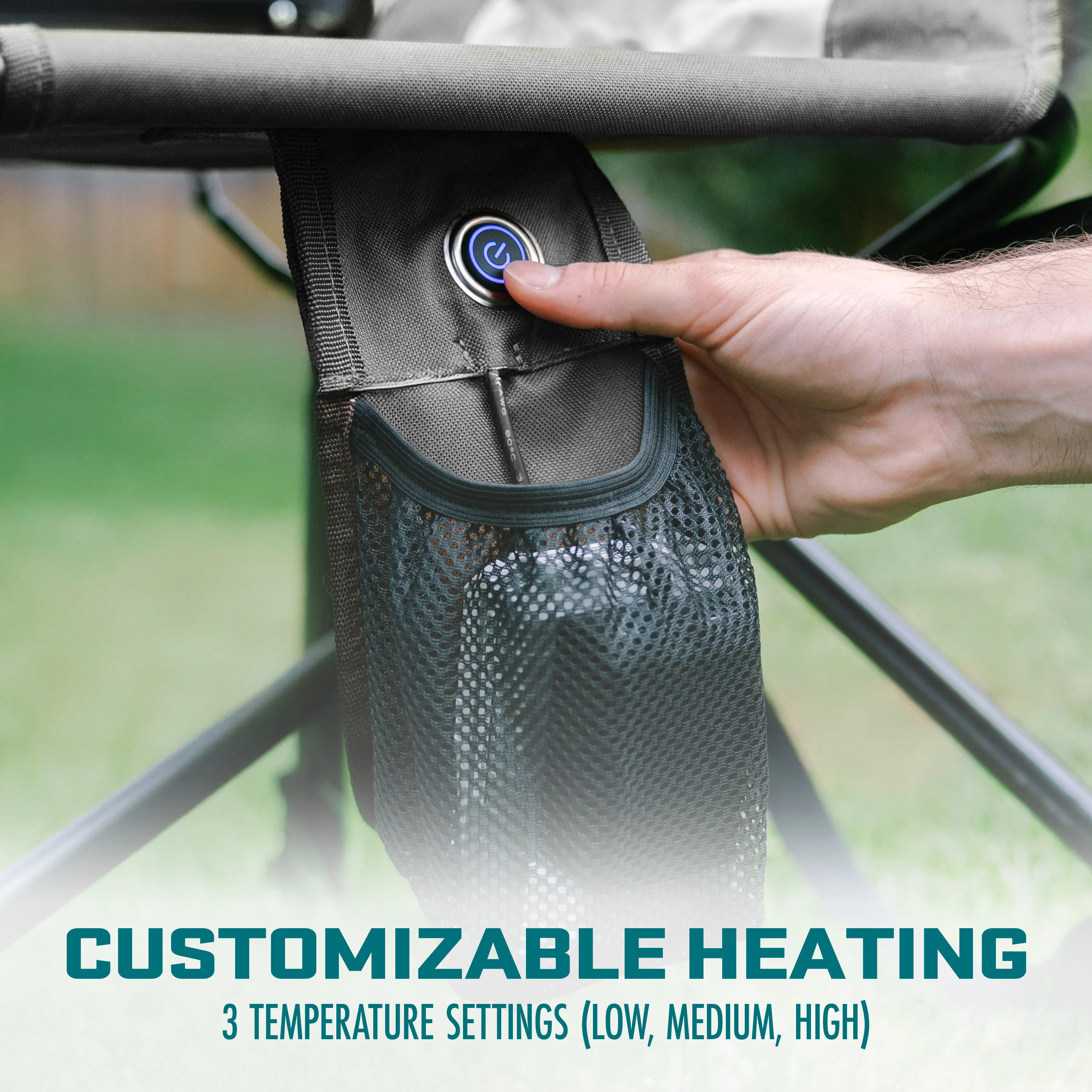 Bliss Hammocks 24-Volt Heated Directors Seat | 21-in Wide | 3 Temp Settings | 2.0-Ah Battery + Charger (Gray) - Image 5