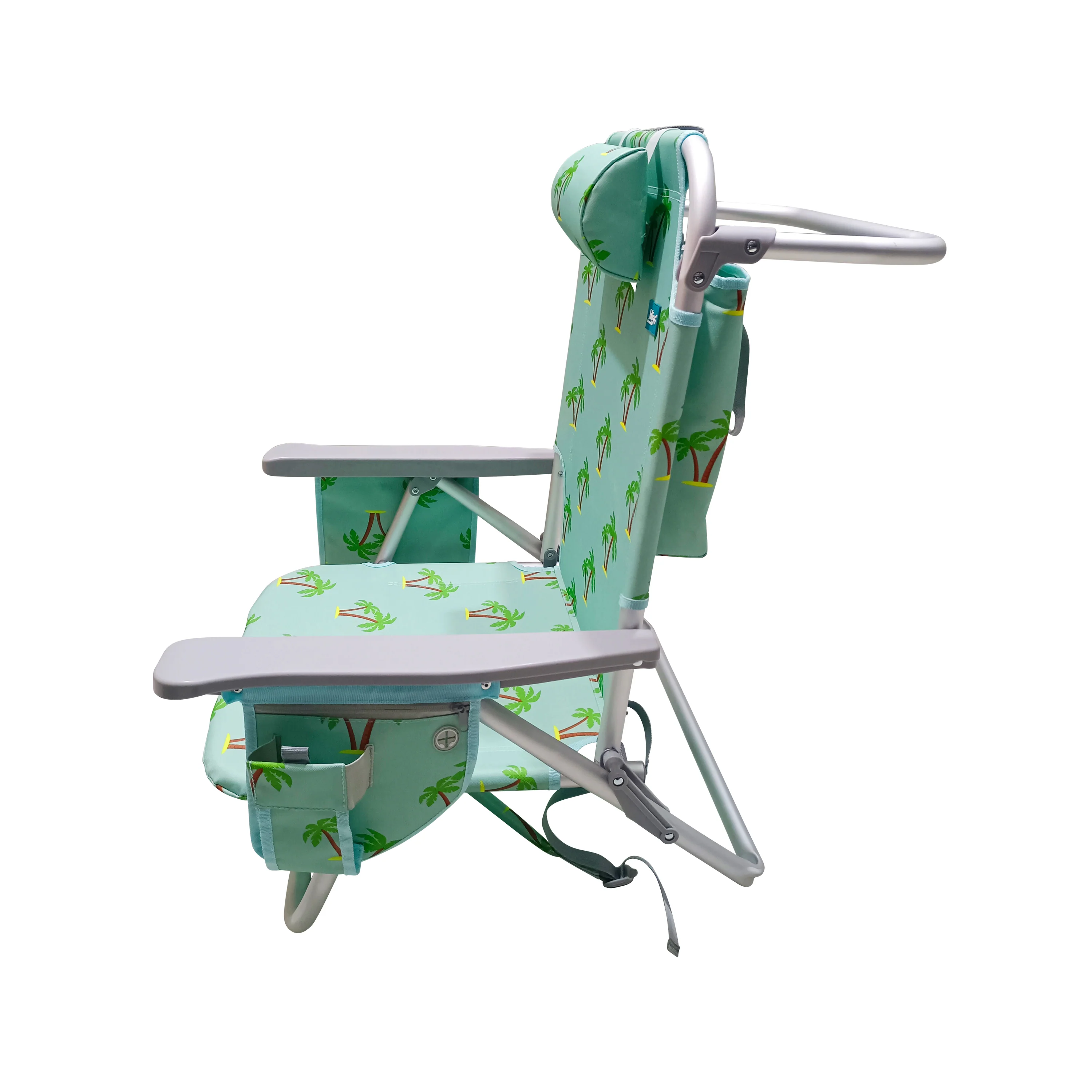 Bliss Hammocks BBC-350-PT Backpack Aluminum Beach Chair W/ Side Pocket & Detachable Cooler Bag | 5 Reclining Positions | 275 Lb. Capacity (Palm Tree) - Image 4