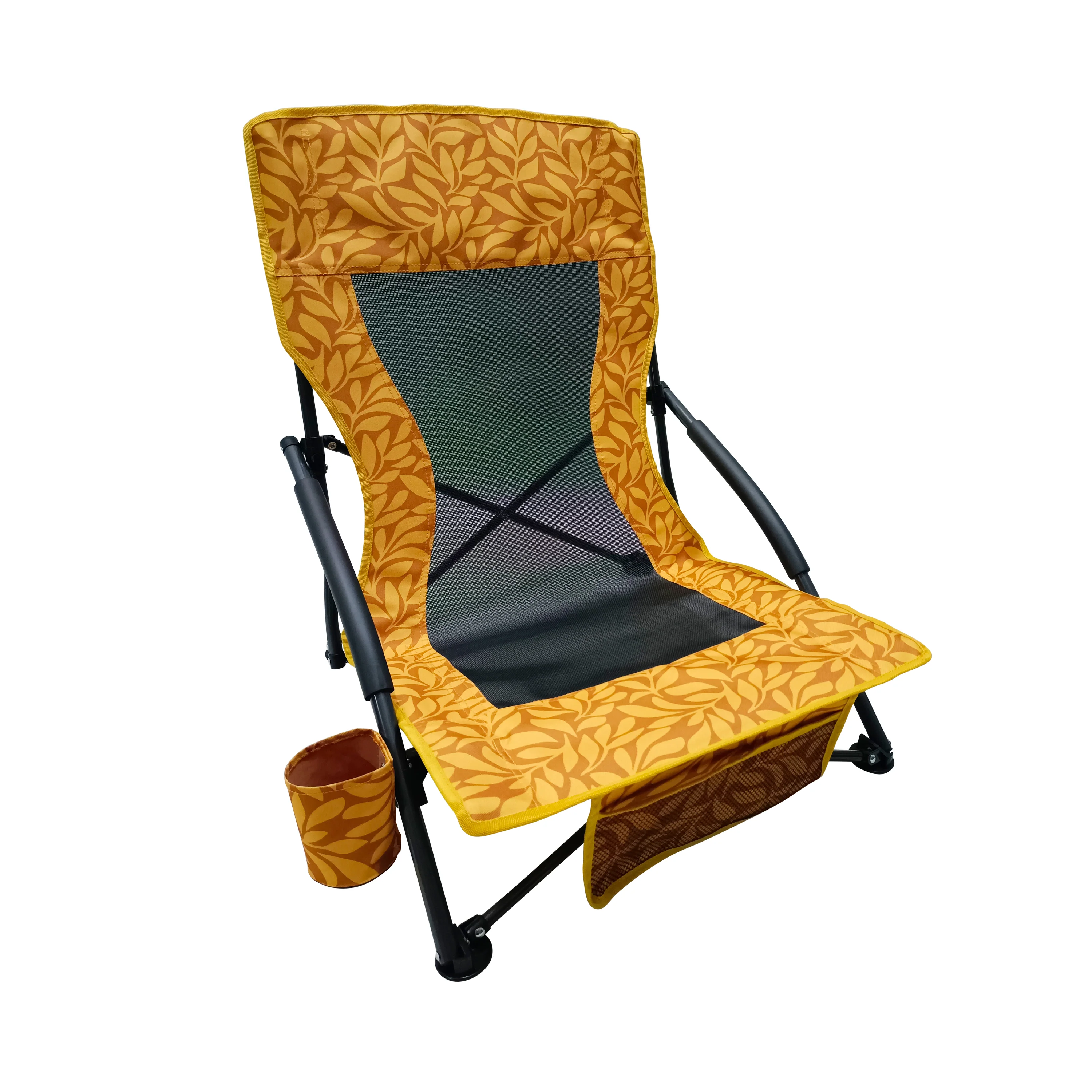 Bliss Hammocks BBC-353-AL Collapsible Beach Chair W/ Cup Holder | Storage Bag Included | 275 Lb. Capacity (Amber Leaf) - Image 2