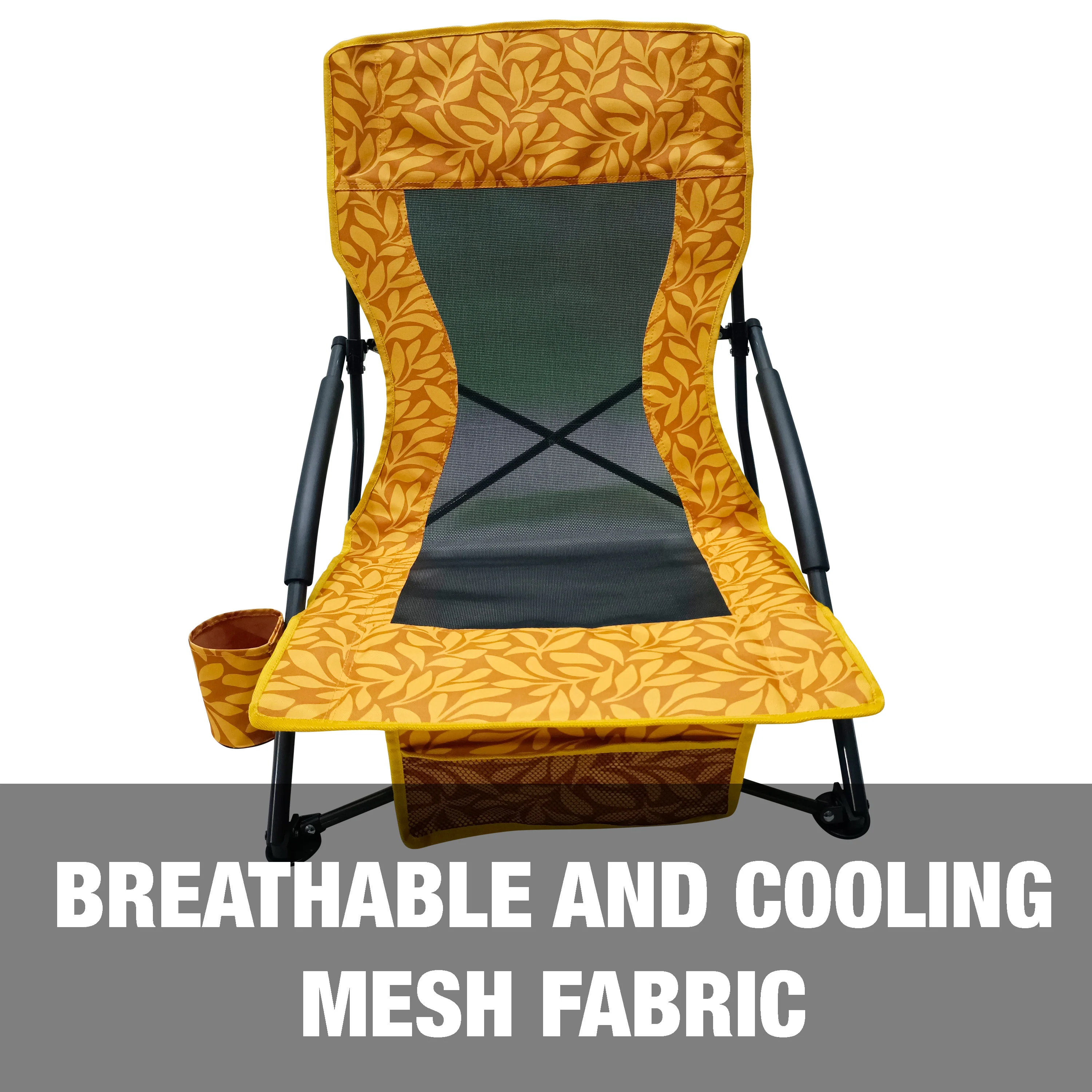 Bliss Hammocks BBC-353-AL Collapsible Beach Chair W/ Cup Holder | Storage Bag Included | 275 Lb. Capacity (Amber Leaf) - Image 3