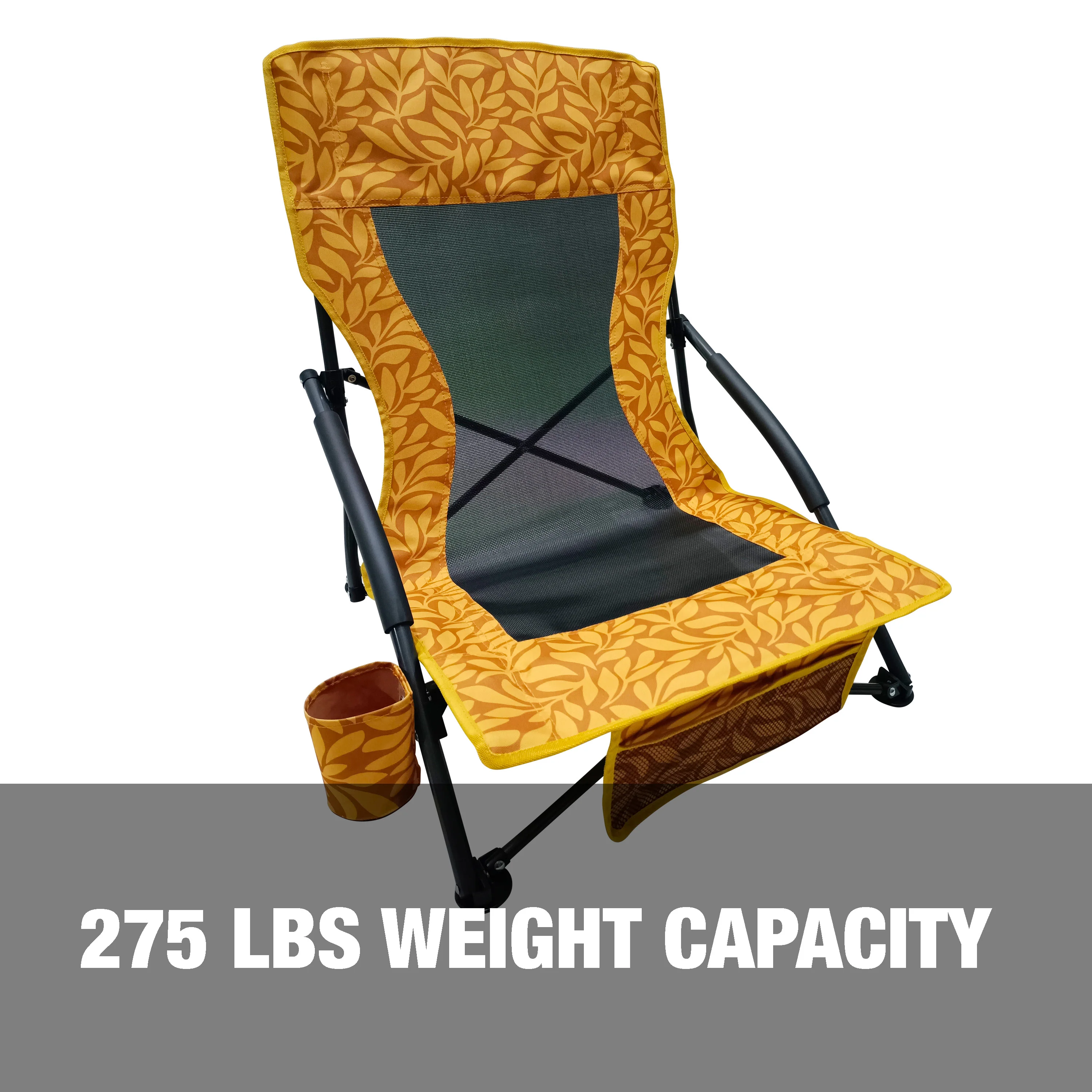 Bliss Hammocks BBC-353-AL Collapsible Beach Chair W/ Cup Holder | Storage Bag Included | 275 Lb. Capacity (Amber Leaf) - Image 6