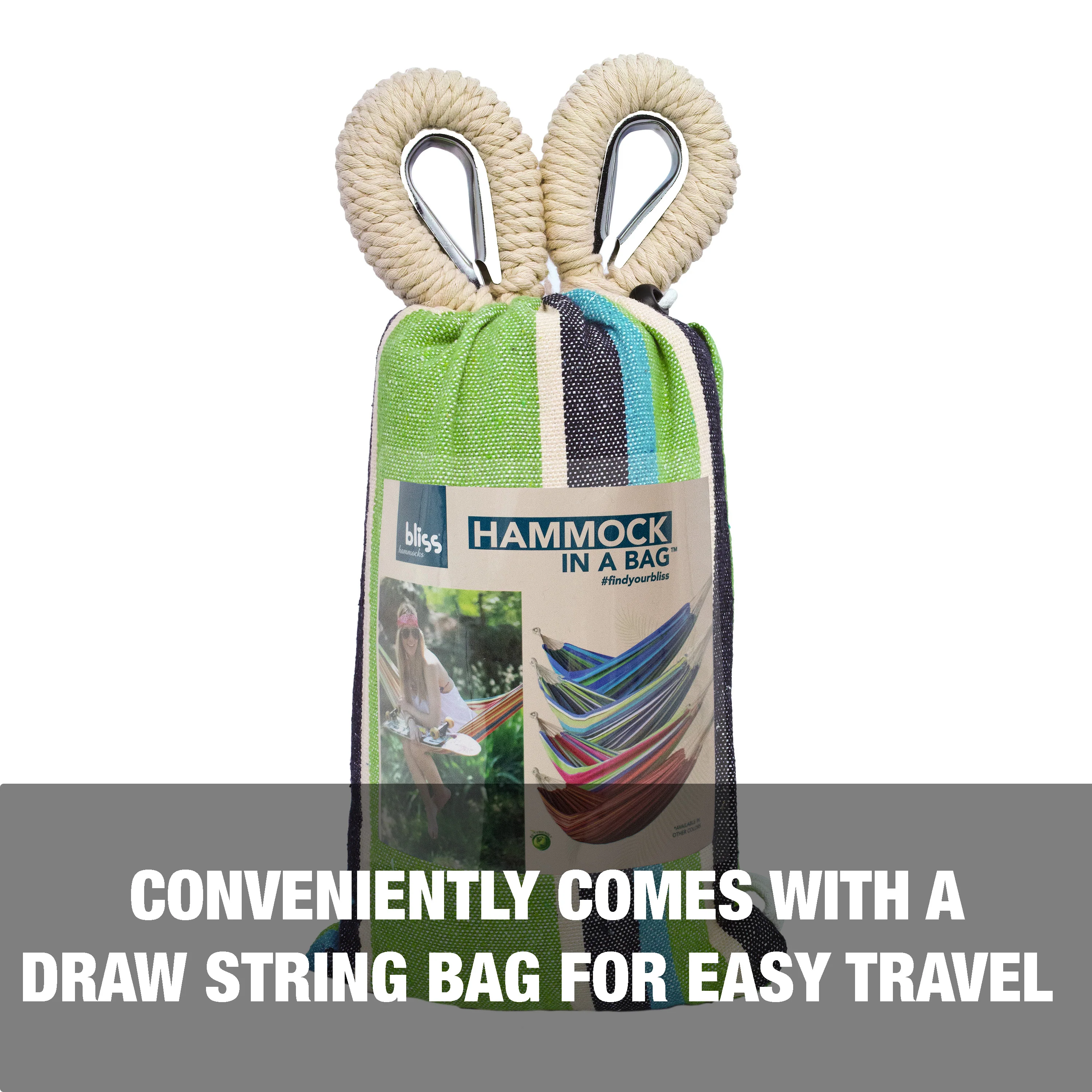 Bliss Hammocks BH-400-CC Hammock in a Bag W/ Rope loops & Hanging Hardware | 40-in. Wide | 220 Lb. Capacity (Country Club) - Image 5