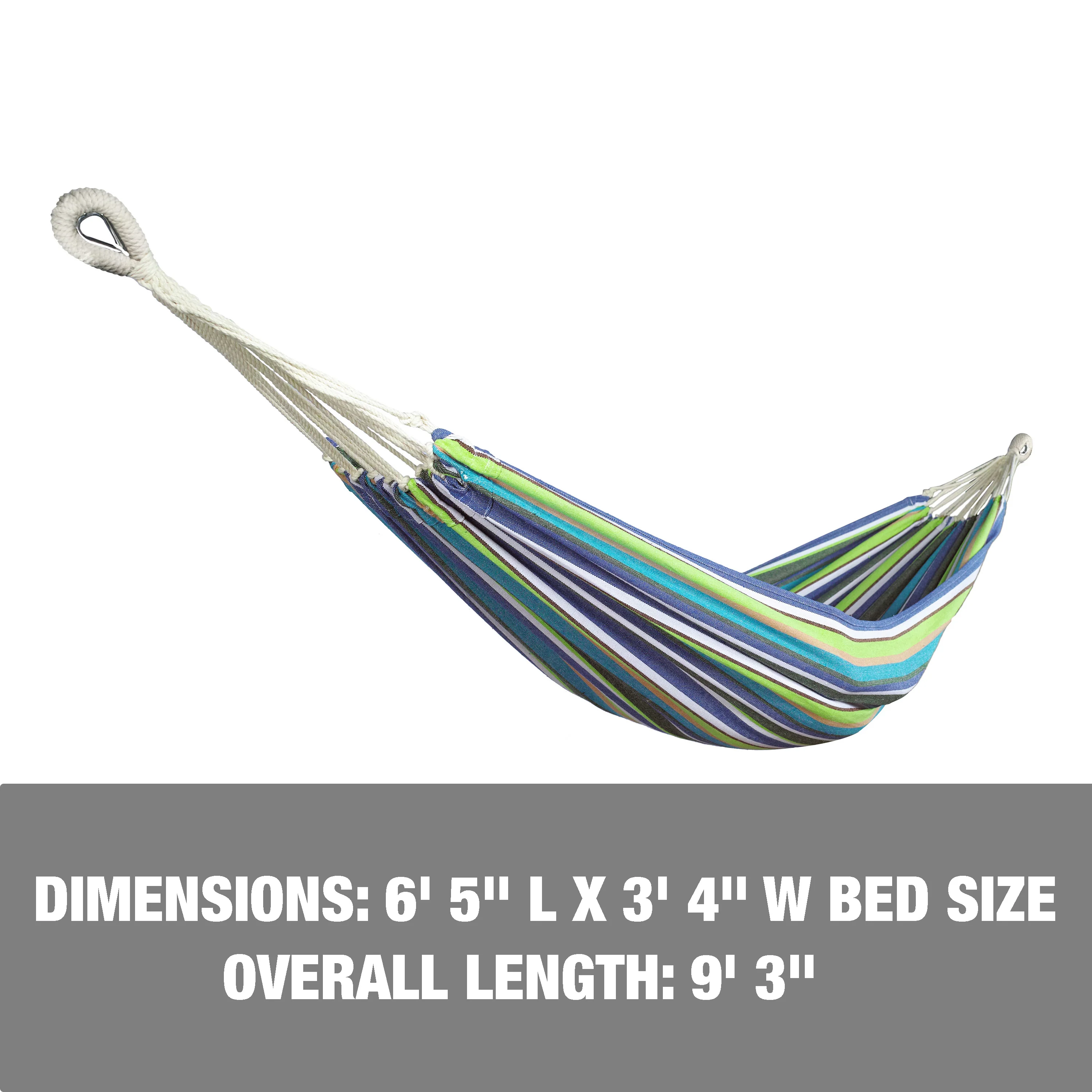 Bliss Hammocks BH-400-GS Hammock in a Bag W/ Rope loops & Hanging Hardware | 40-in. Wide | 220 Lb. Capacity (Garden Stripe) - Image 4