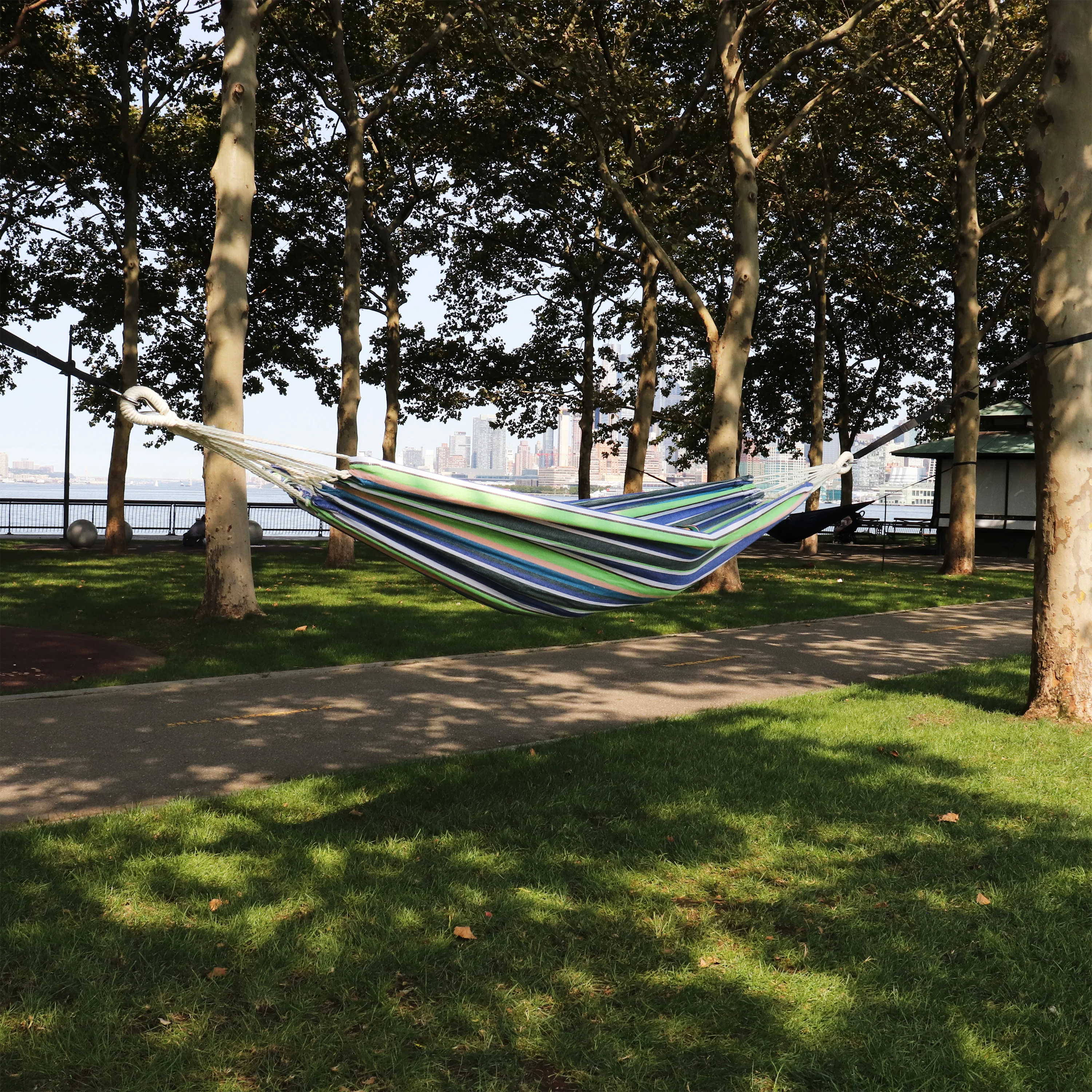 Bliss Hammocks BH-400-GS Hammock in a Bag W/ Rope loops & Hanging Hardware | 40-in. Wide | 220 Lb. Capacity (Garden Stripe) - Image 8
