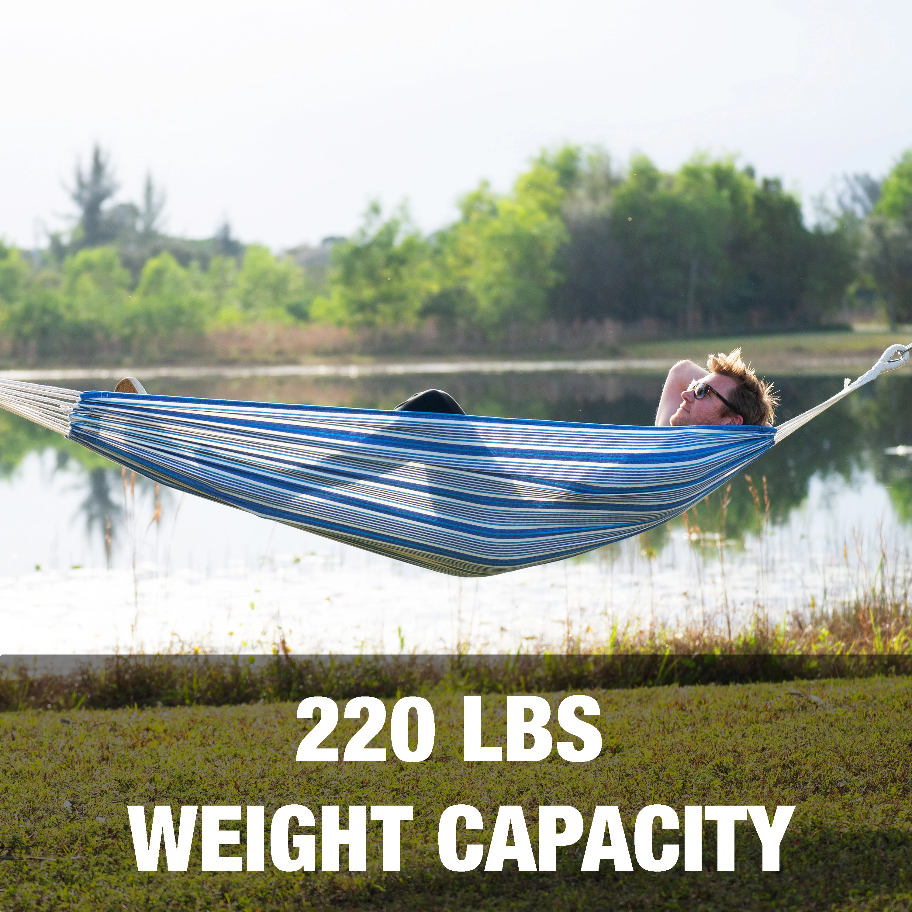 Bliss Hammocks BH-400-SC Hammock in a Bag w/ Rope loops & Hanging Hardware | 40-in. Wide | 220 Lb. Capacity (Cloth Stripe) - Image 8