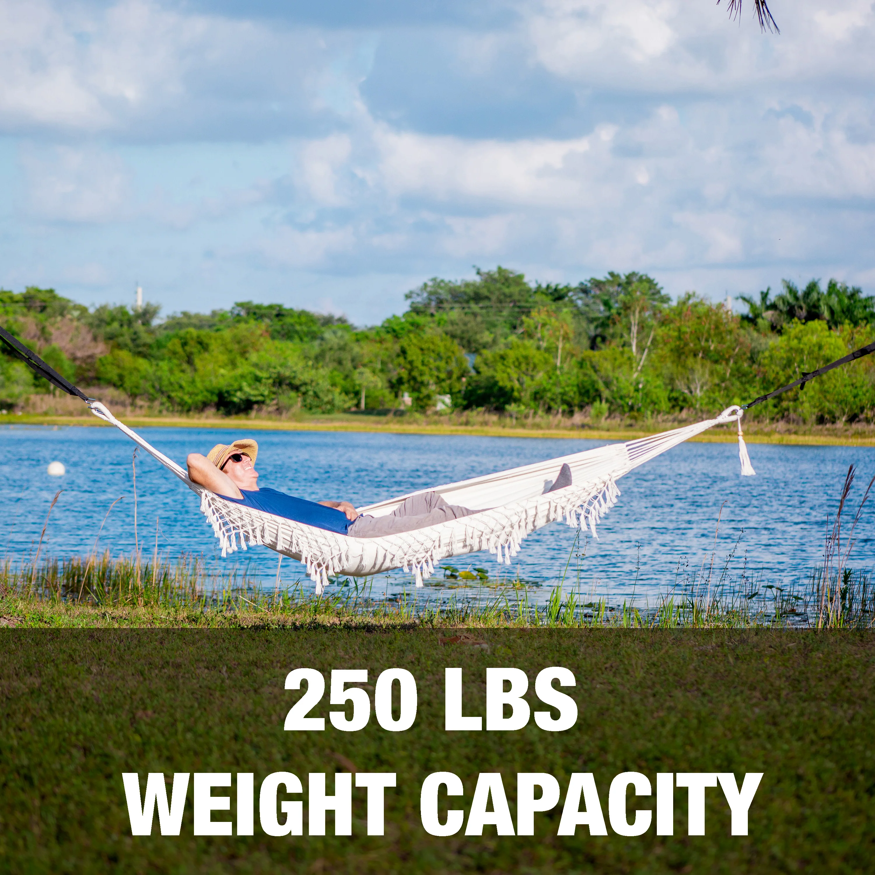 Bliss Hammocks BH-400FR Brazilian Style Hammock in a Bag w/ Fringe & Hanging Hardware | 40-in. Wide | 250 Lb. Capacity - Image 5