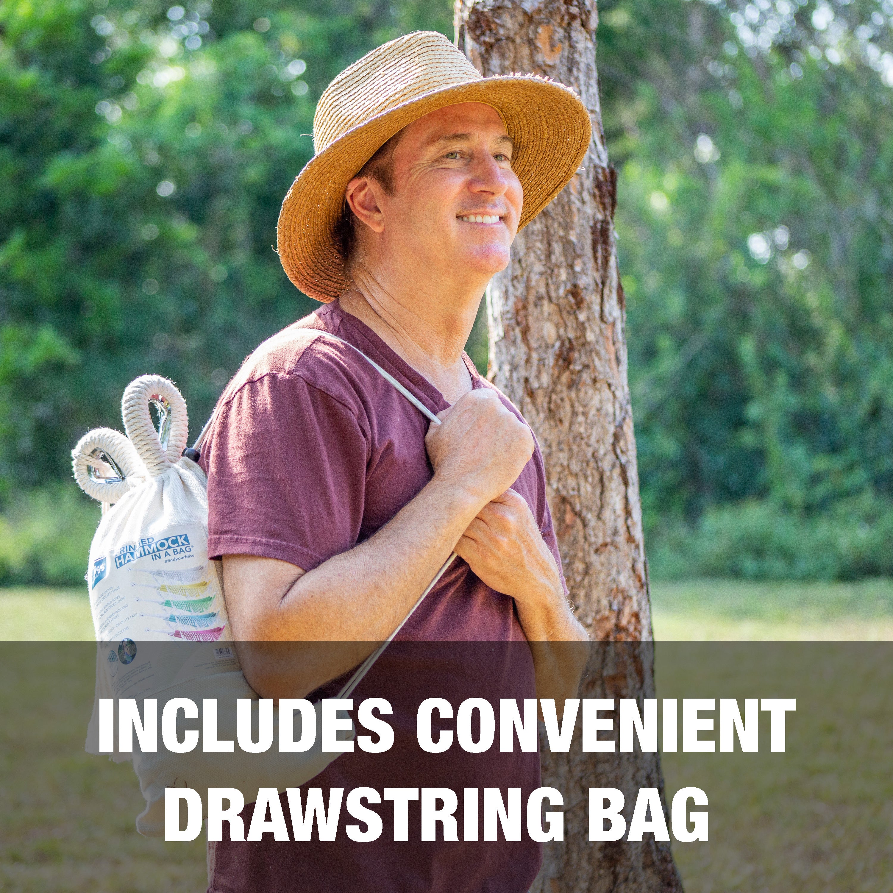 Bliss Hammocks BH-400FR Brazilian Style Hammock in a Bag w/ Fringe & Hanging Hardware | 40-in. Wide | 250 Lb. Capacity - Image 6