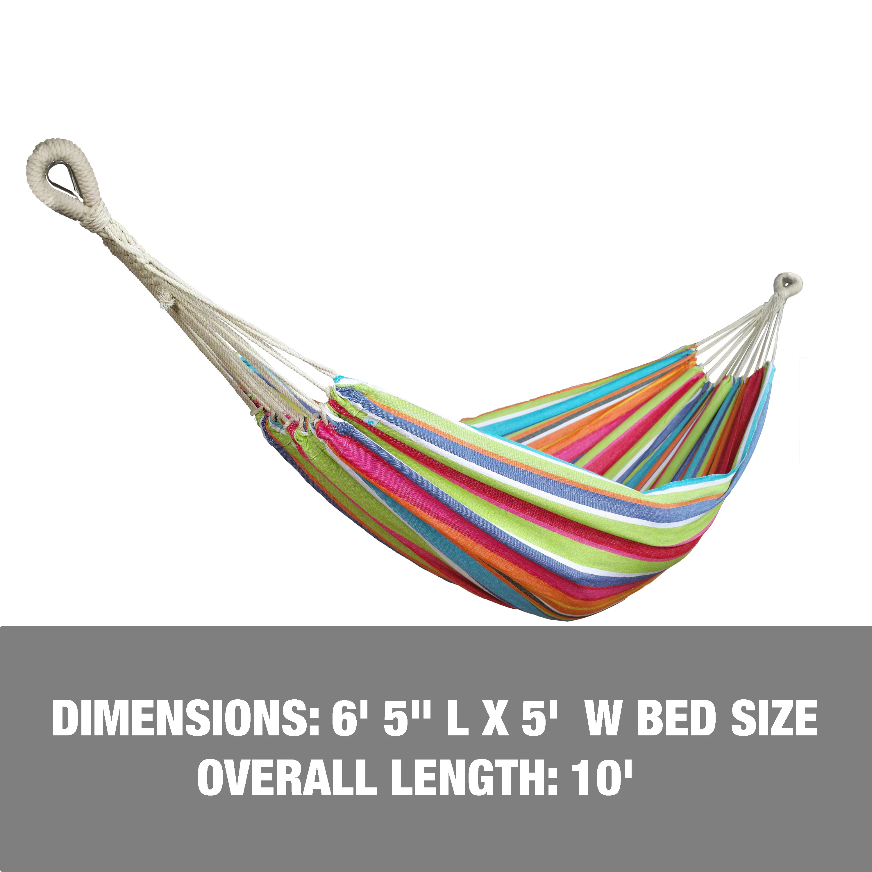 Bliss Hammocks BH-401-TF Double Hammock in a Bag W/ Rope loops & Hanging Hardware | 60-in. Wide | 265 Lb. Capacity (Tropical Fruit) - Image 2