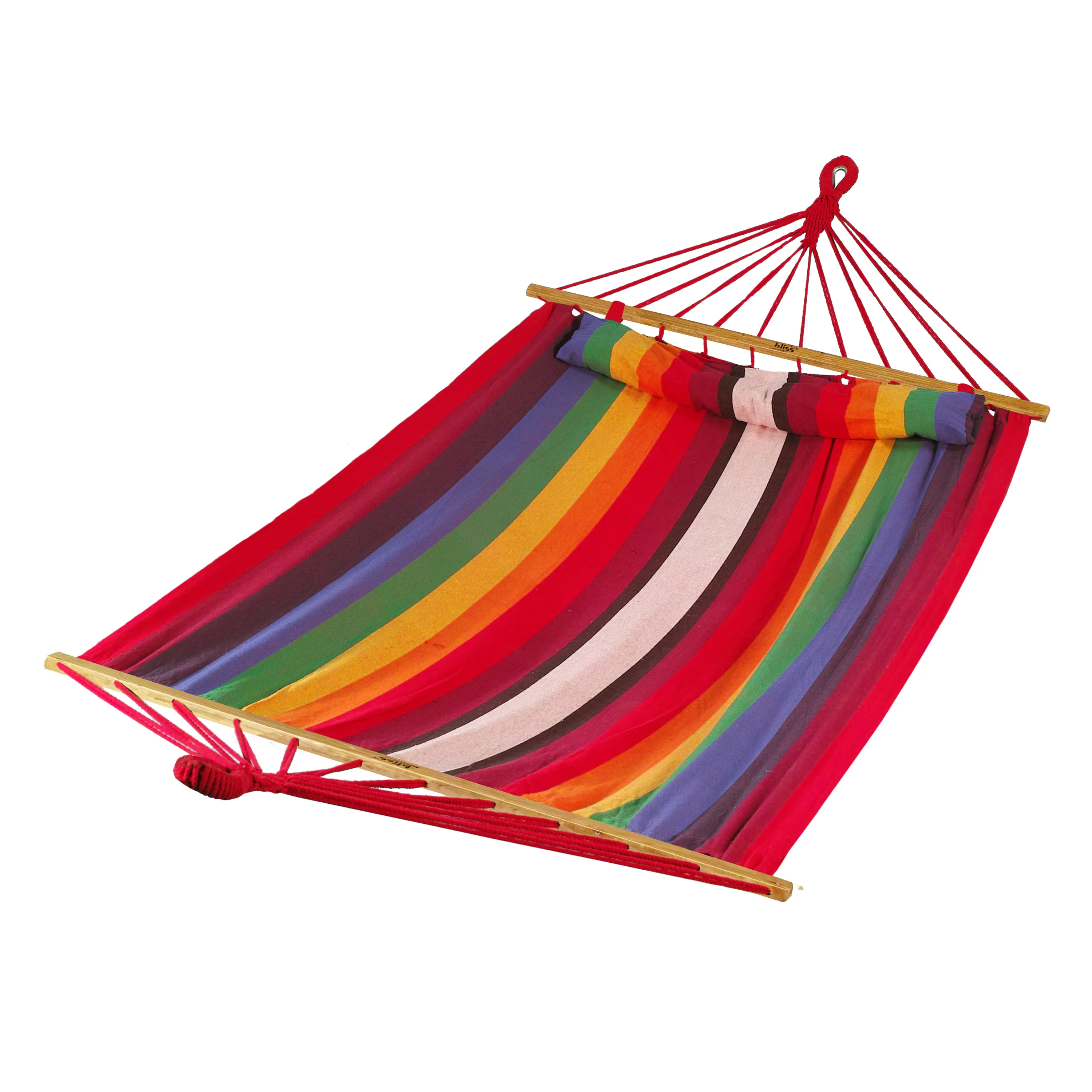 Bliss Hammocks BH-404 Caribbean Hammock w/ Pillow & Hanging Hardware | 48-in. Wide | 265 Lb. Capacity (Tequila Sunrise)
