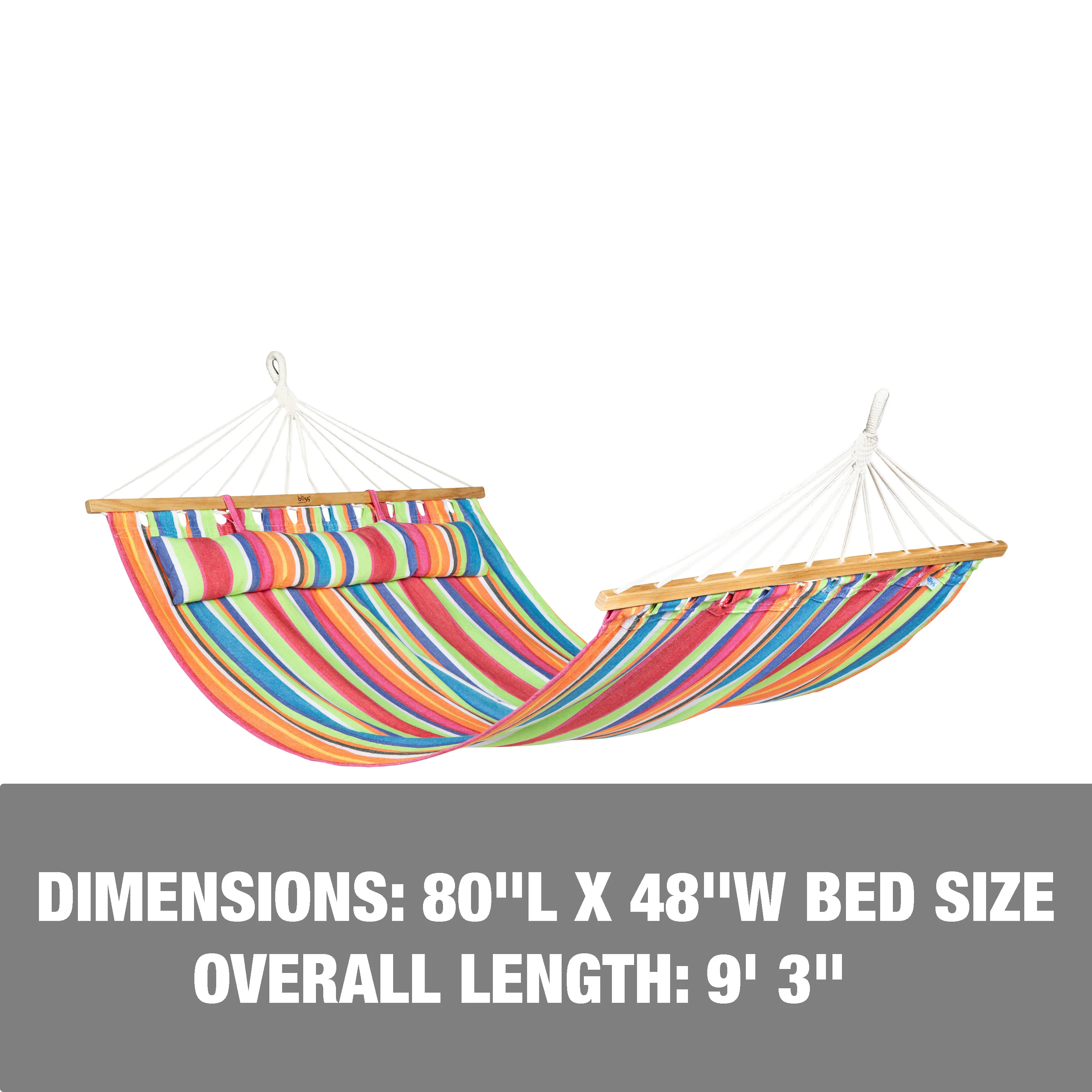 Bliss Hammocks BH-404B Caribbean Hammock w/ Pillow & Hanging Hardware | 48-in. Wide | 265 Lb. Capacity (Tropical Fruit) - Image 2