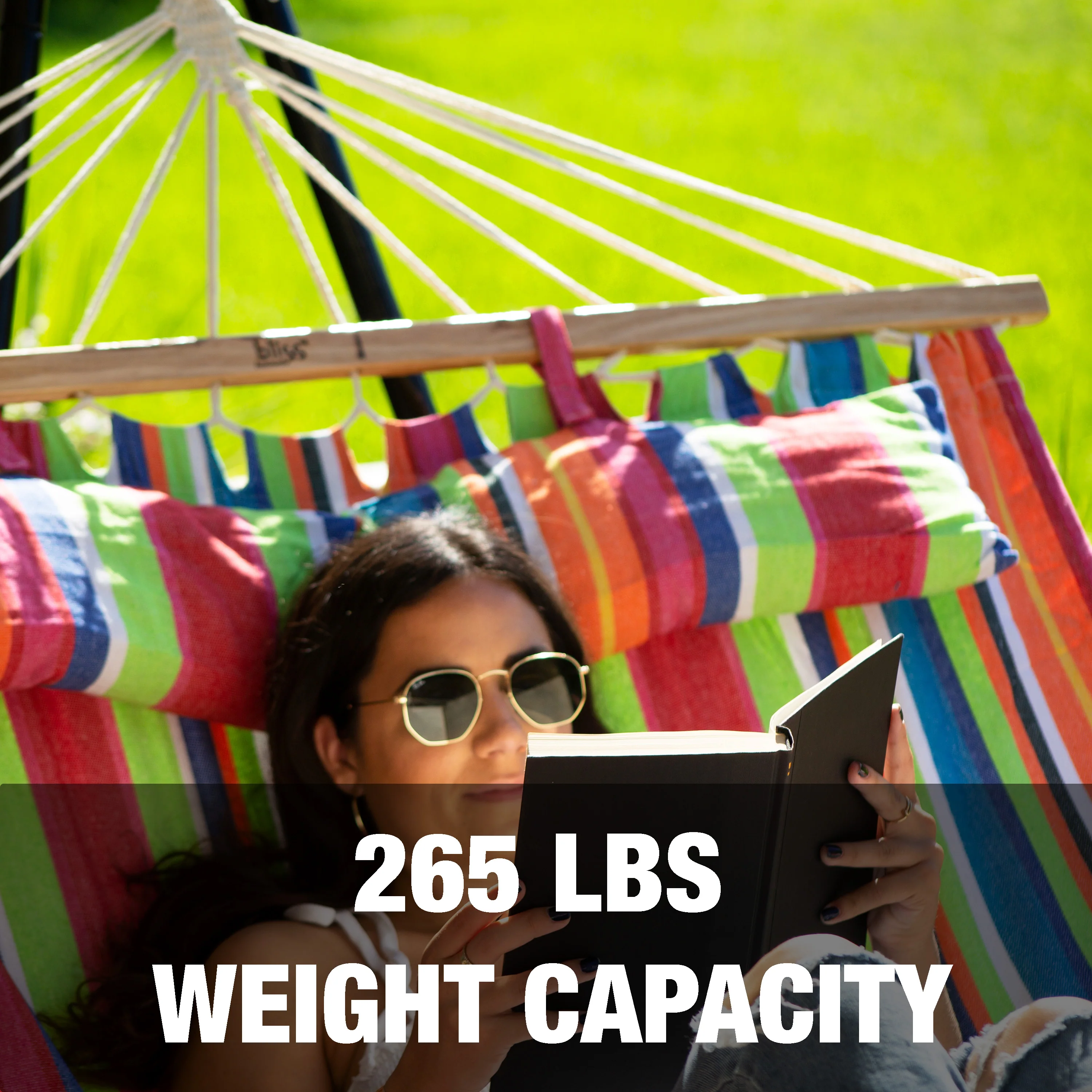 Bliss Hammocks BH-404B Caribbean Hammock w/ Pillow & Hanging Hardware | 48-in. Wide | 265 Lb. Capacity (Tropical Fruit) - Image 5