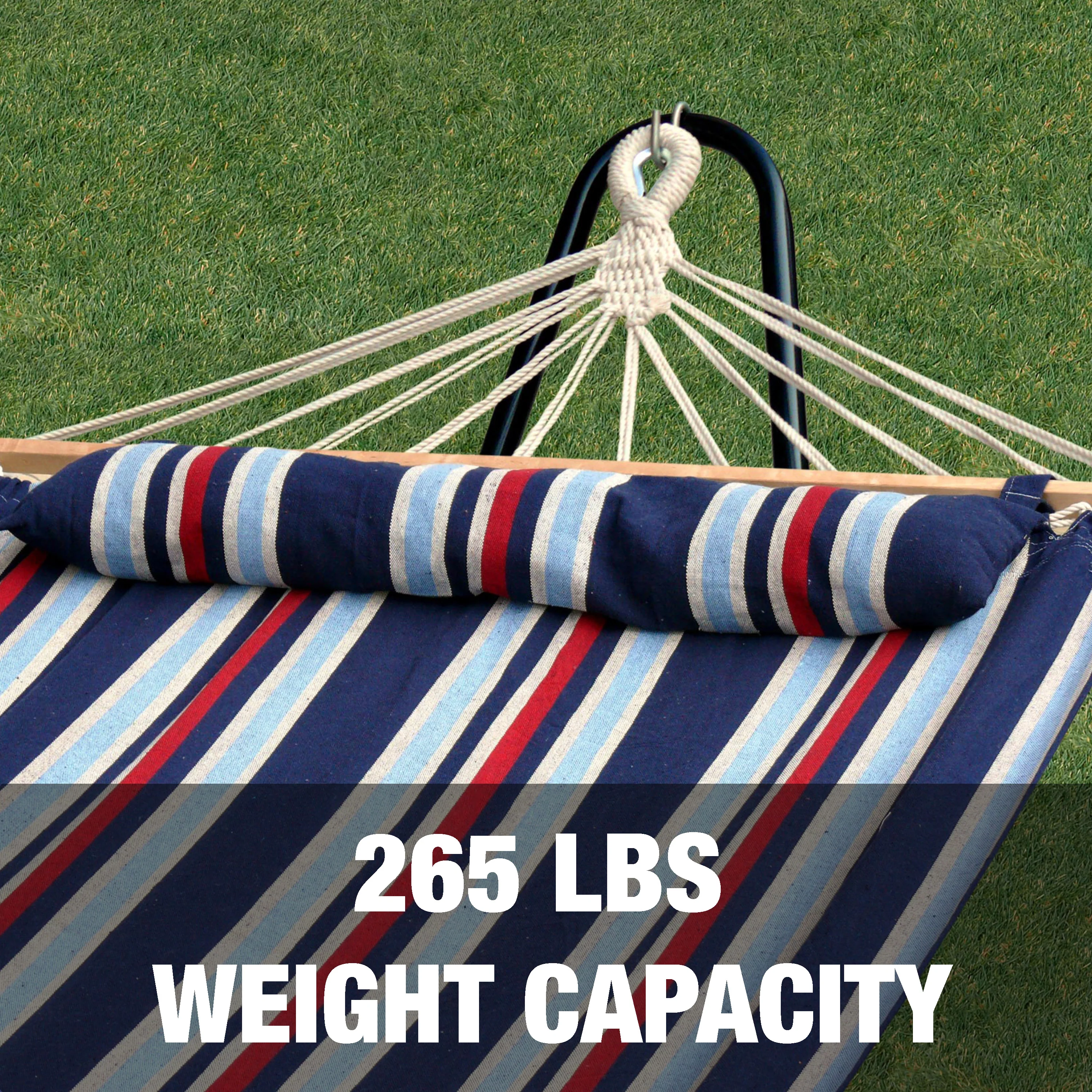 Bliss Hammocks BH-404C Caribbean Hammock W/ Pillow & Hanging Hardware | 48-in. Wide | 265 Lb. Capacity (Patriot) - Image 6