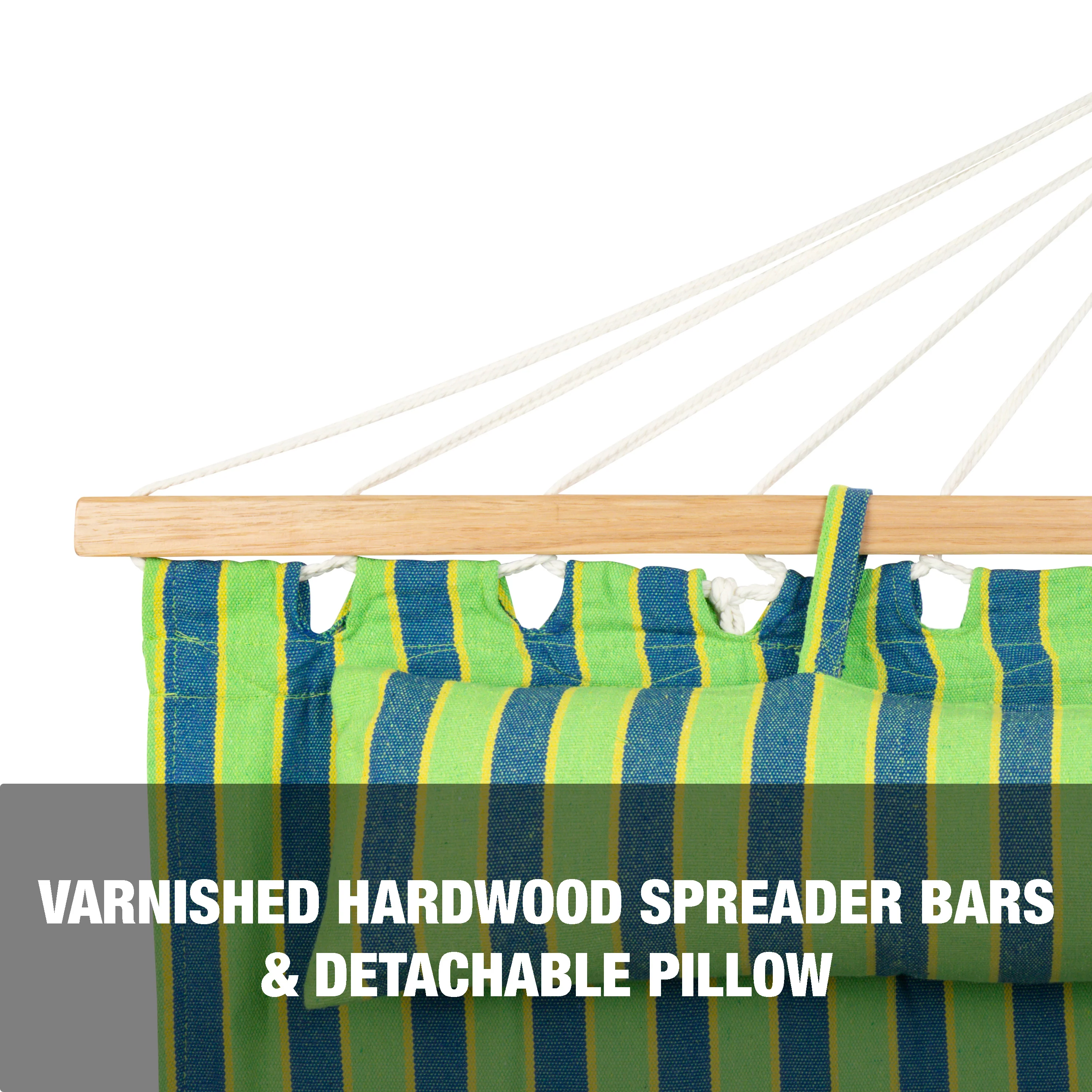 Bliss Hammocks BH-404D Caribbean Hammock W/ Pillow & Hanging Hardware | 48-in. Wide | 265 Lb. Capacity (Mediterranean) - Image 3