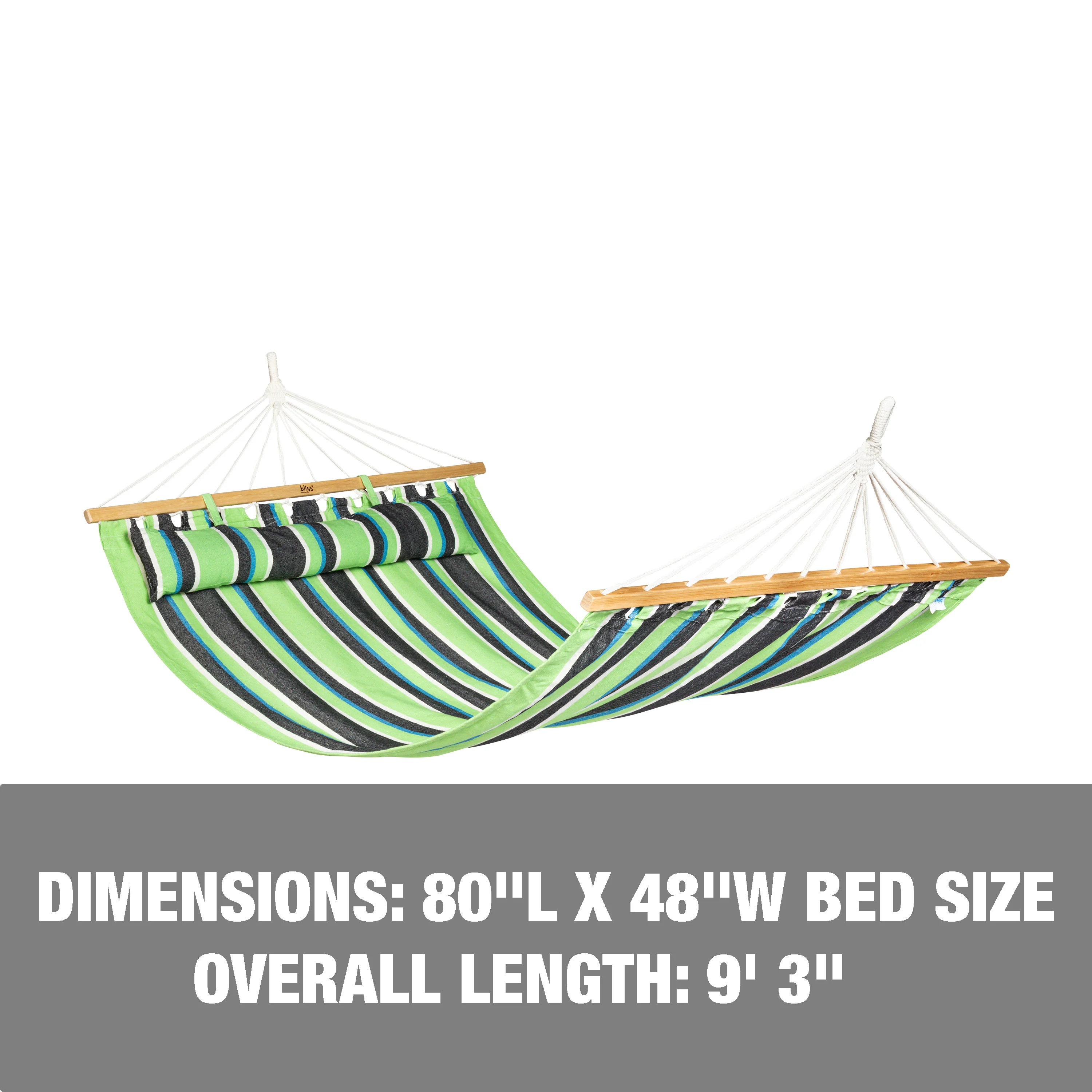 Bliss Hammocks BH-404E Caribbean Hammock W/ Pillow & Hanging Hardware | 48-in. Wide | 265 Lb. Capacity (Country Club) - Image 2