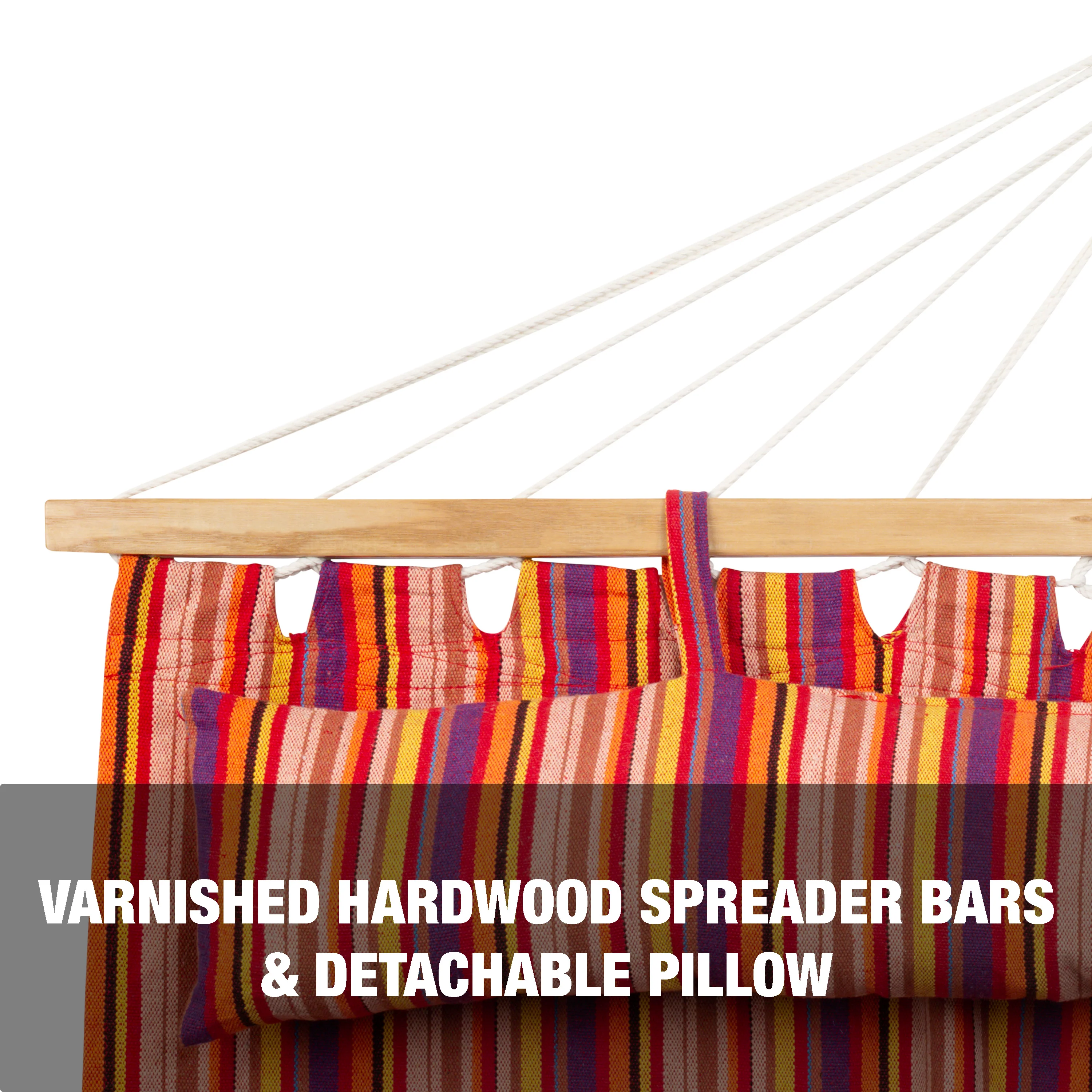 Bliss Hammocks BH-404F Caribbean Hammock W/ Pillow & Hanging Hardware | 48-in. Wide | 265 Lb. Capacity (Toasted Almond) - Image 3