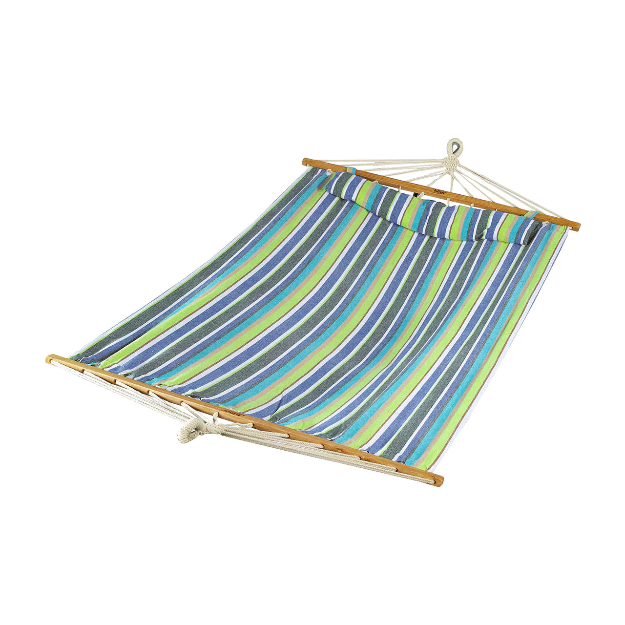 Bliss Hammocks BH-404G Caribbean Hammock W/ Pillow & Hanging Hardware | 48-in. Wide | 265 Lb. Capacity (Candy Stripe)