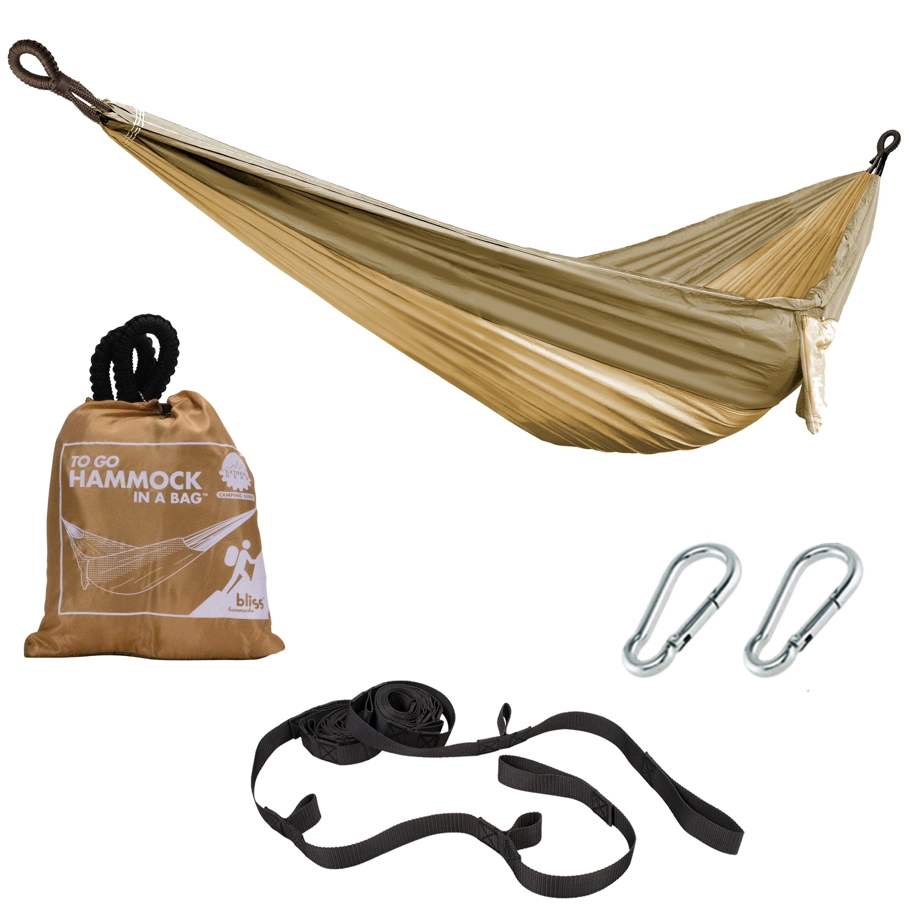 Bliss Hammocks BH-406XLS-DS Hammock in a Bag w/ Adjustable Tree Straps | 54-in. Wide | Weather & UV Resistant | 350 Lb. Capacity (Desert Storm)